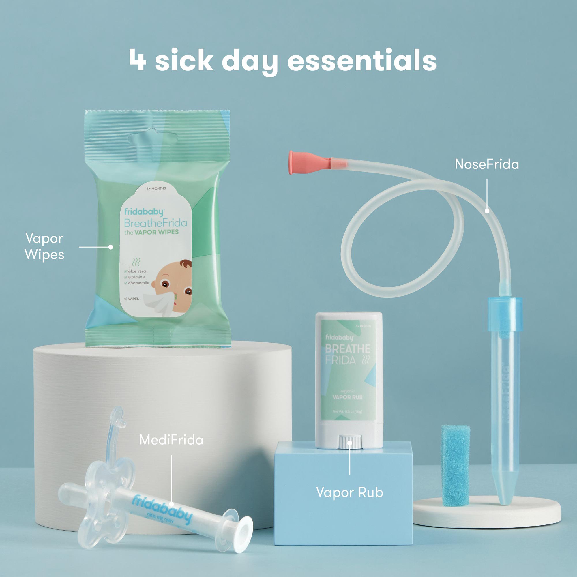 frida baby Sick Day Prep Kit, NoseFrida + Filters, Accu-Dose, Wipes & Vapor Rub - Image 6