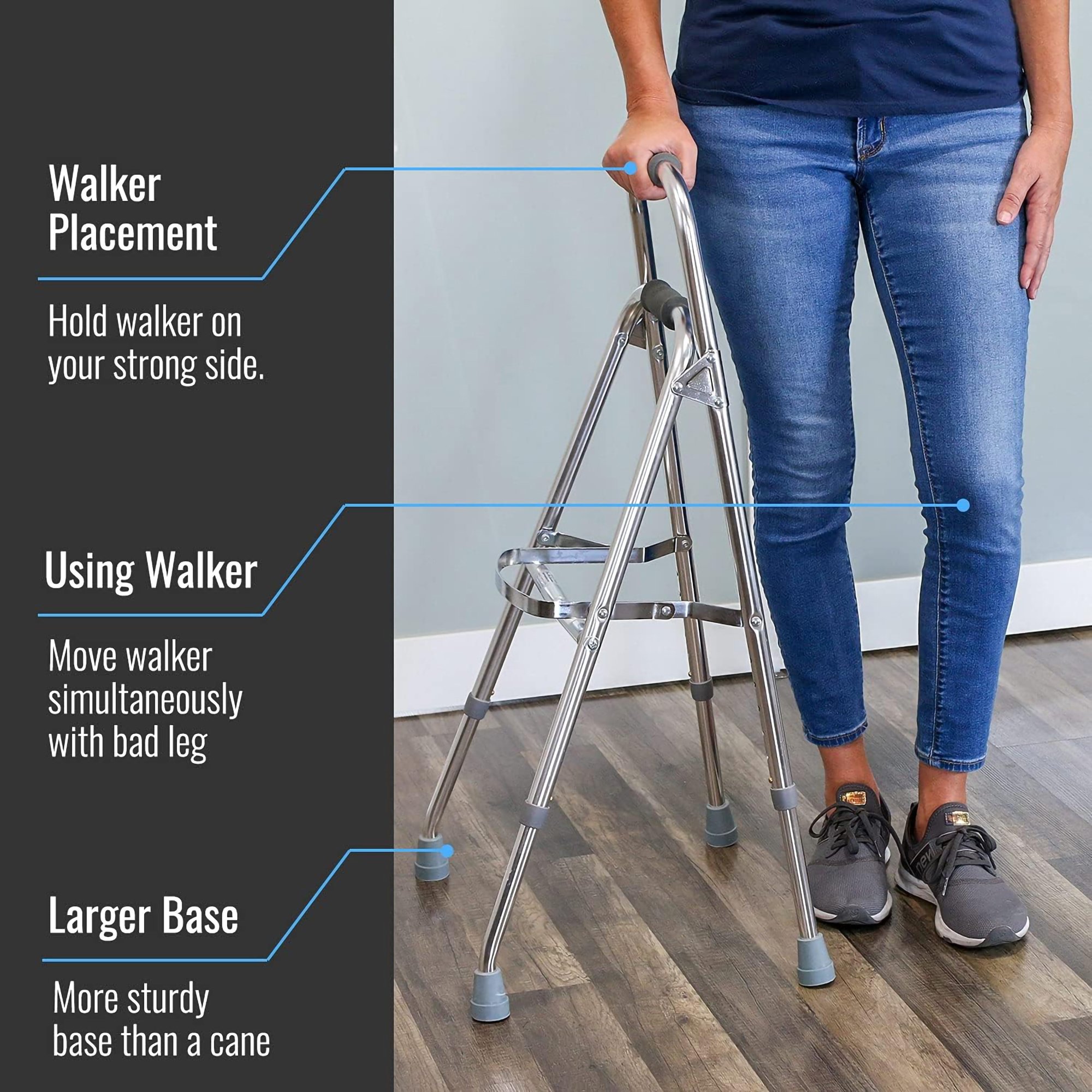 DMI® Folding Walker, Silver - Image 6
