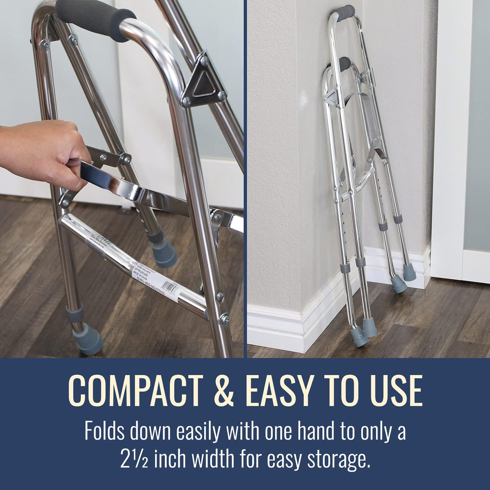 DMI® Folding Walker, Silver - Image 8