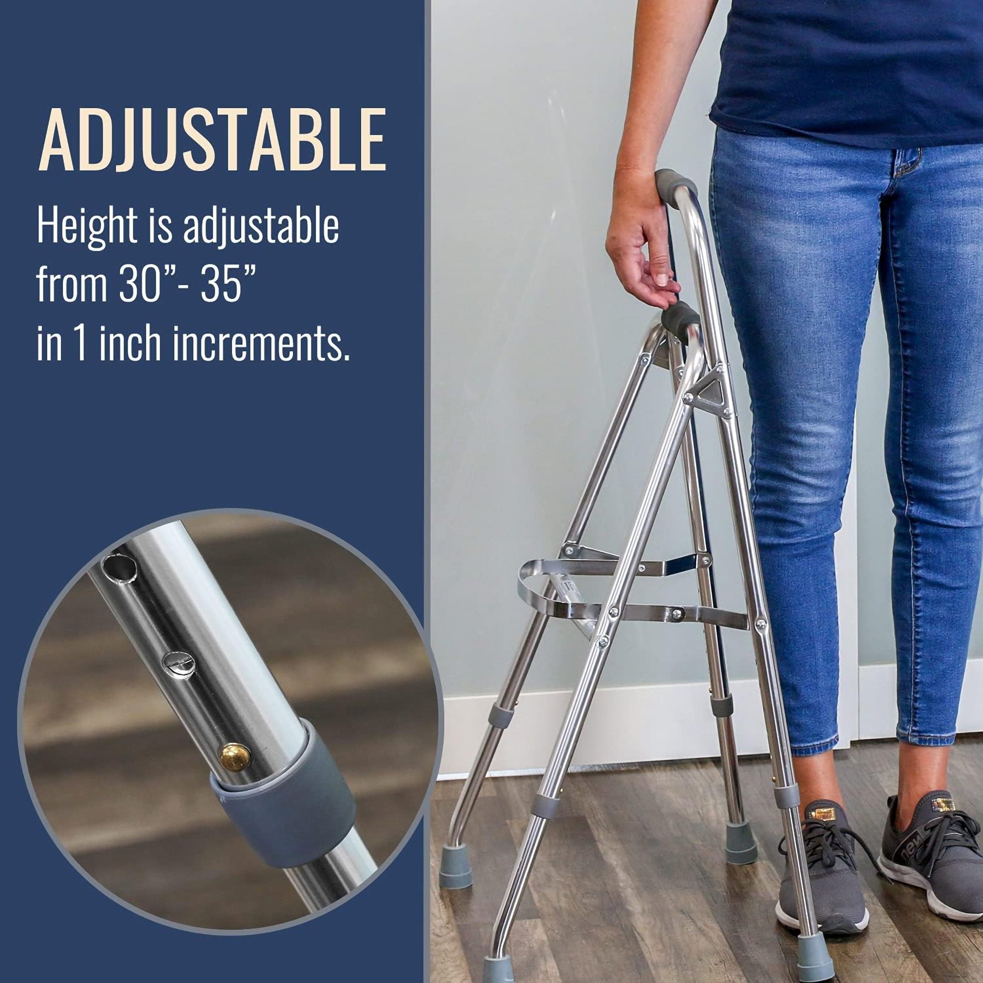 DMI® Folding Walker, Silver - Image 10