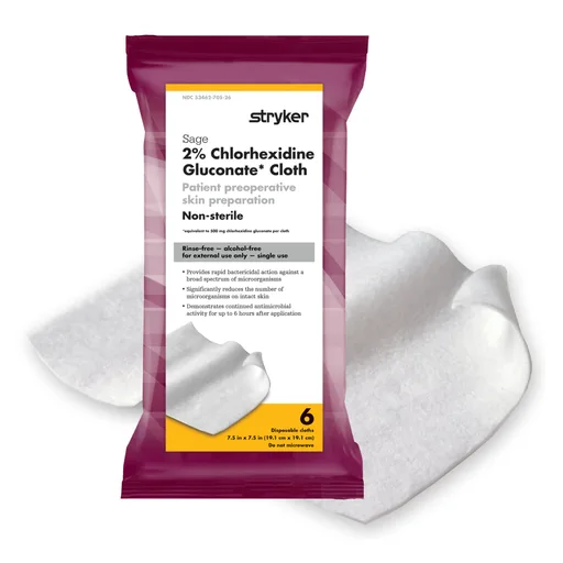 Sage® 2% CHG Preoperative Skin Prep Wipe, 7.5 x 7.5 Inch