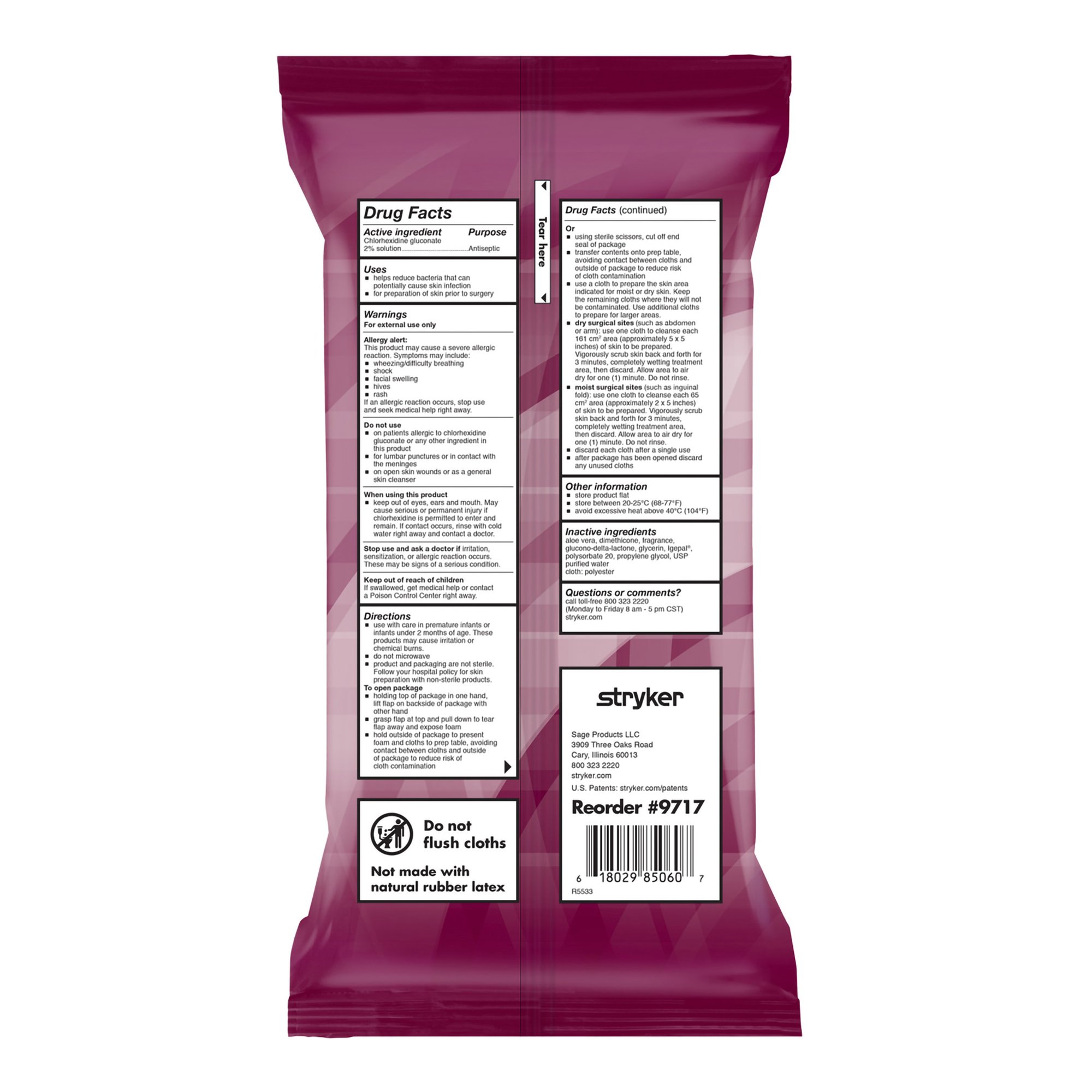 Sage® 2% CHG Preoperative Skin Prep Wipe, 7.5 x 7.5 Inch - Image 4