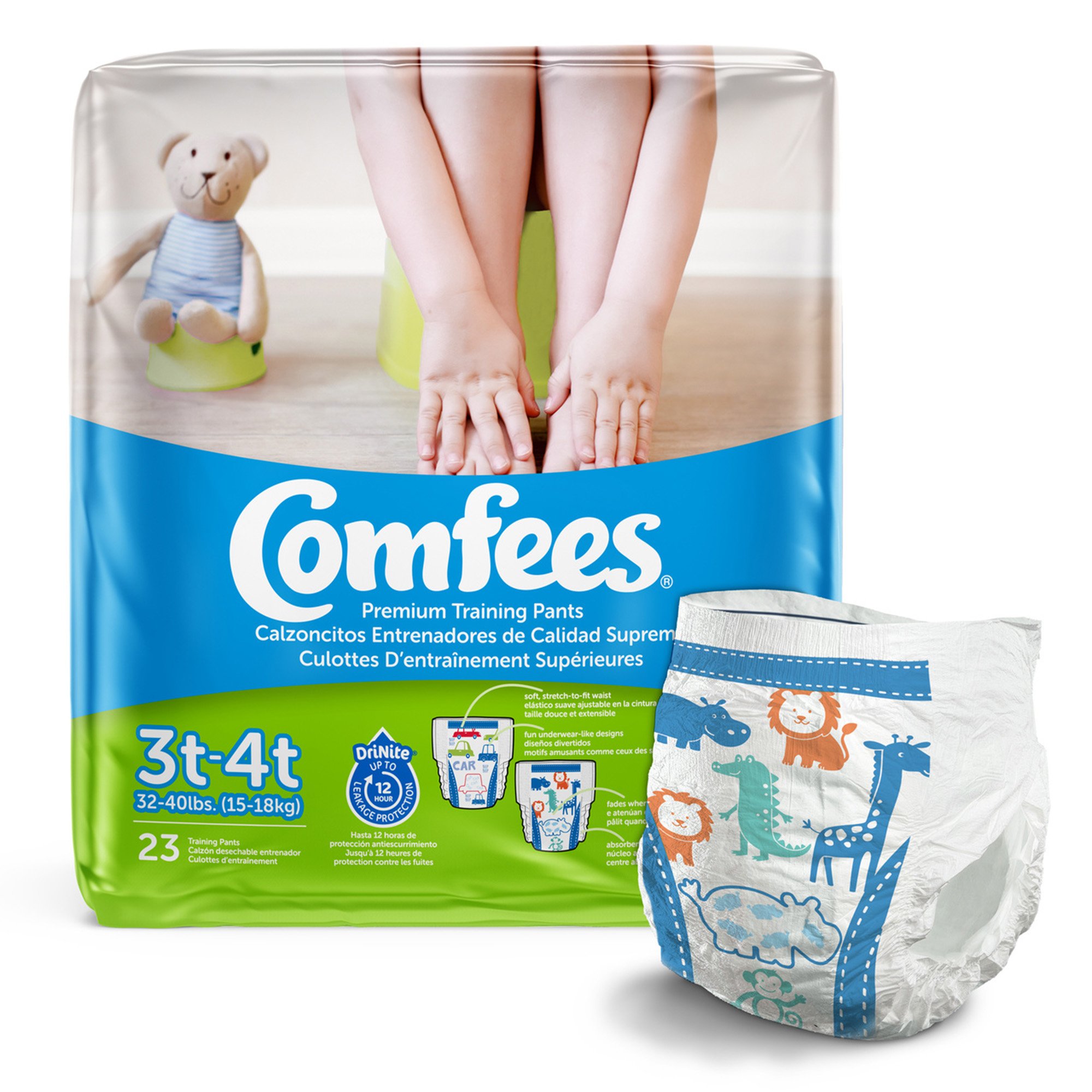Comfees Training Pants, 12-Hour Protection, Male Toddler, 3T - 4T, 32 to 40 lbs.