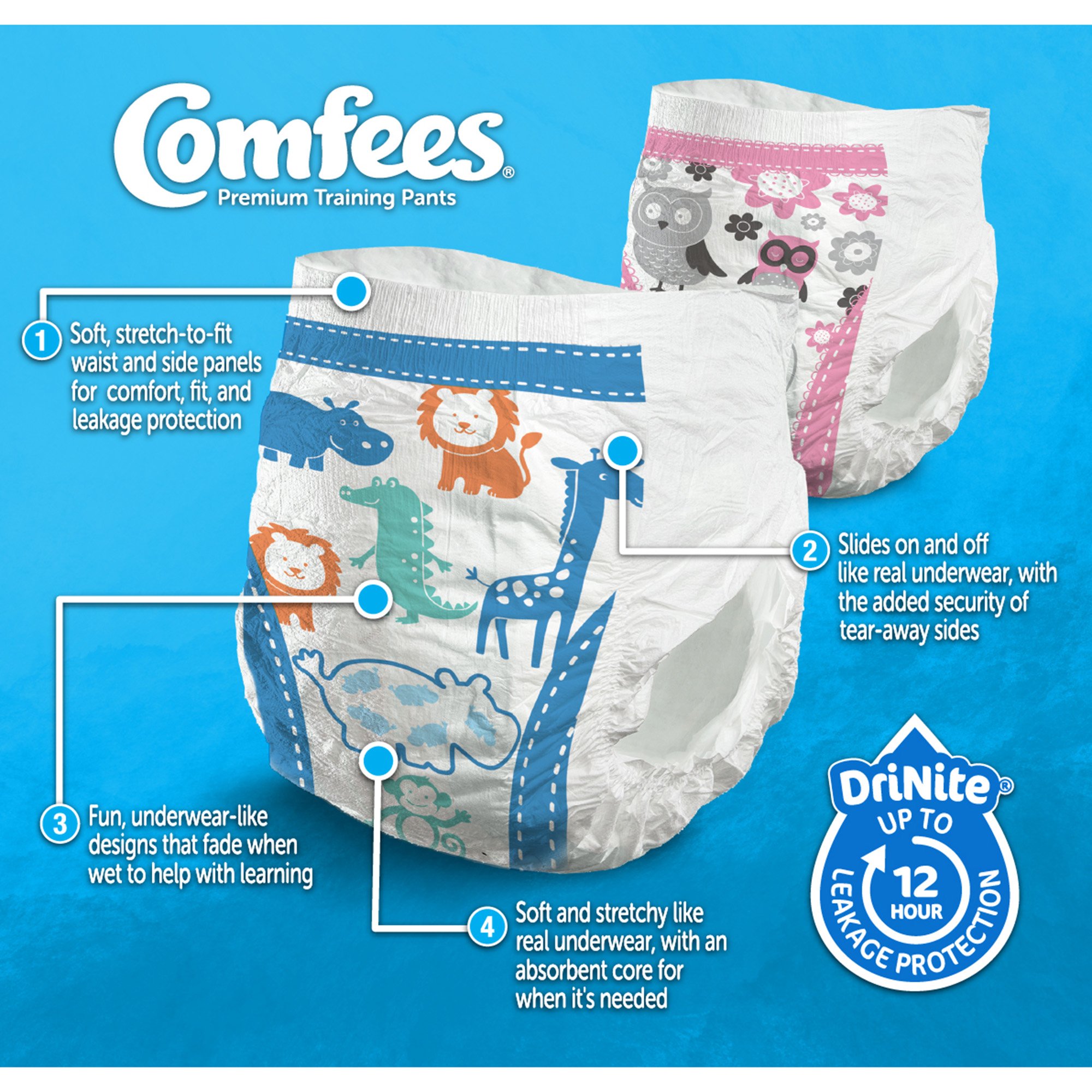 Comfees Training Pants, 12-Hour Protection, Male Toddler, 3T - 4T, 32 to 40 lbs. - Image 3