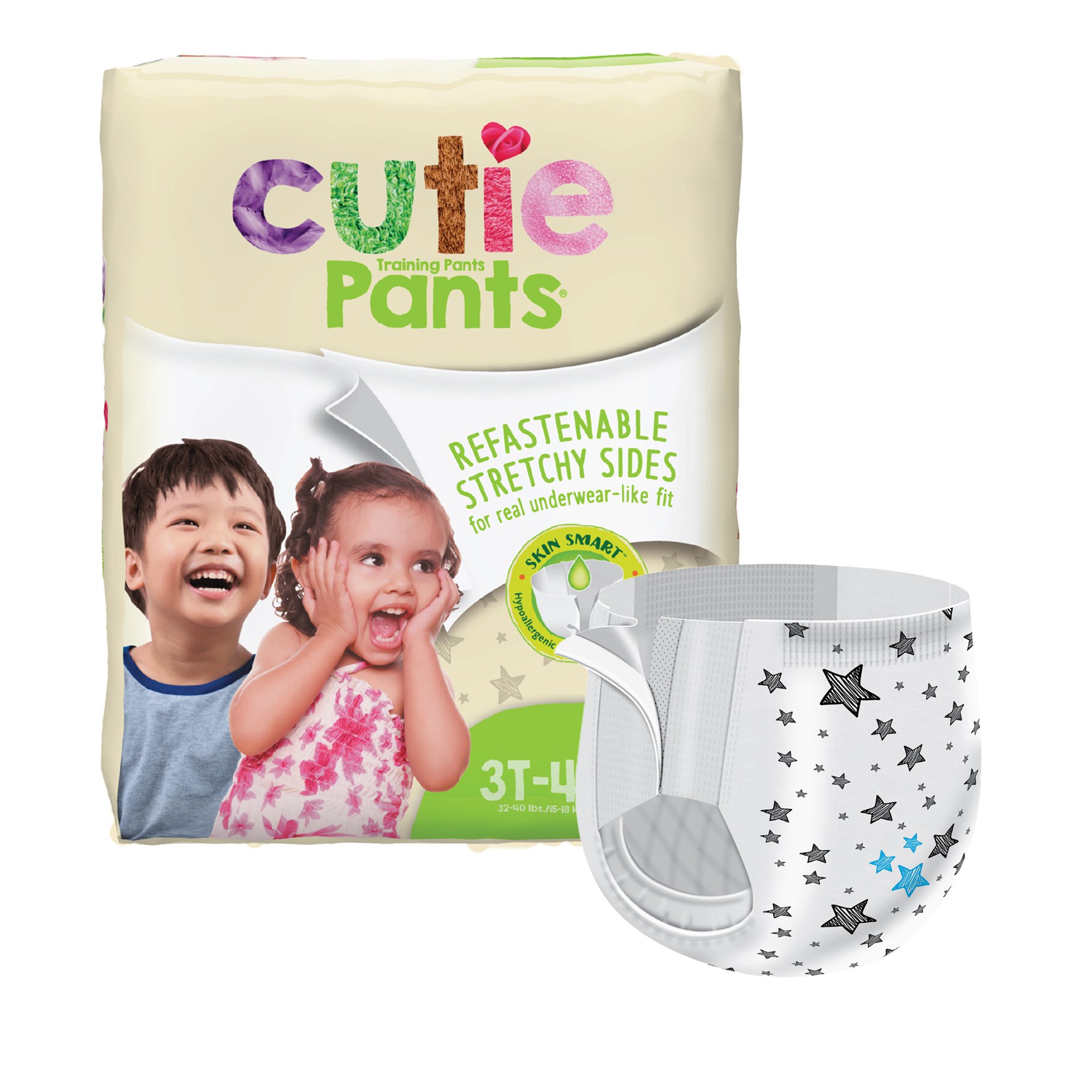 Cutie Pants® Toddler, Heavy Absorbency, Daytime/Overnight, 32 - 40 lbs, 3T to 4T