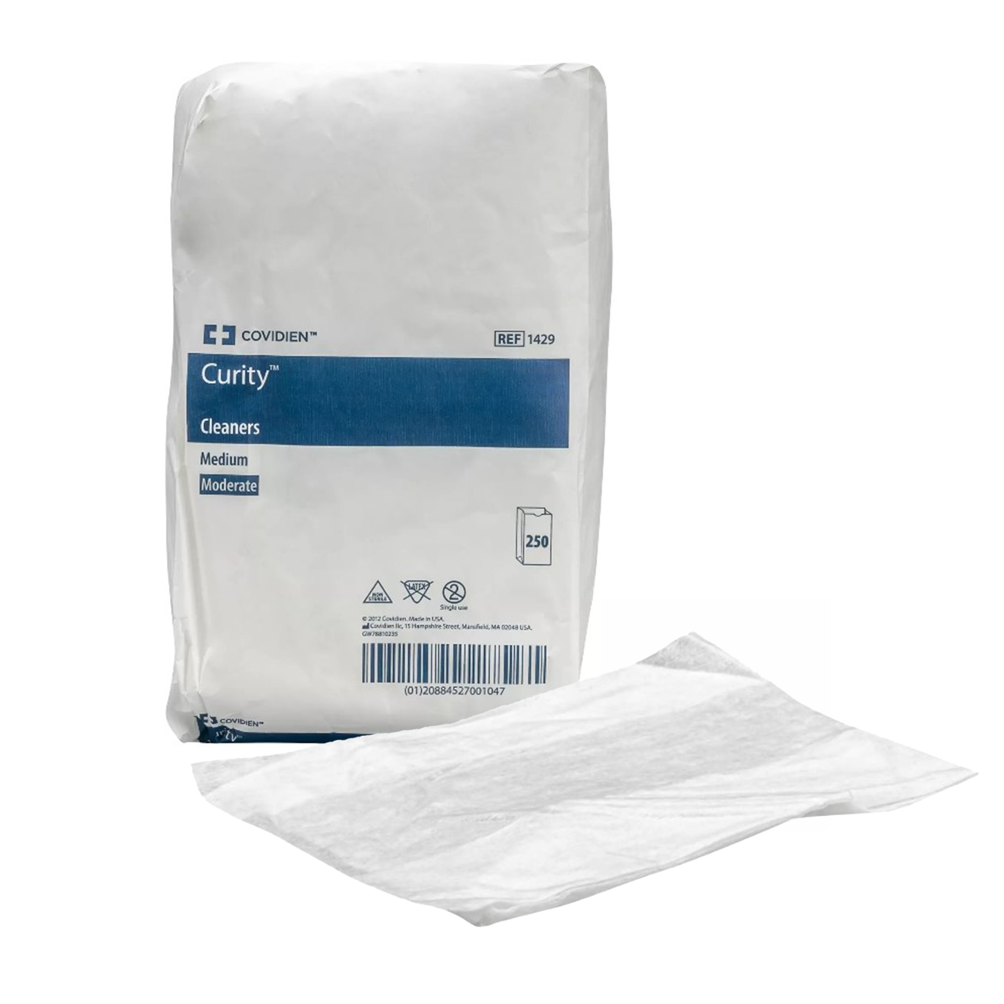 Curity™ Nonwoven White Washcloth, Disposable, 7-1/2 x 13-1/2 Inch