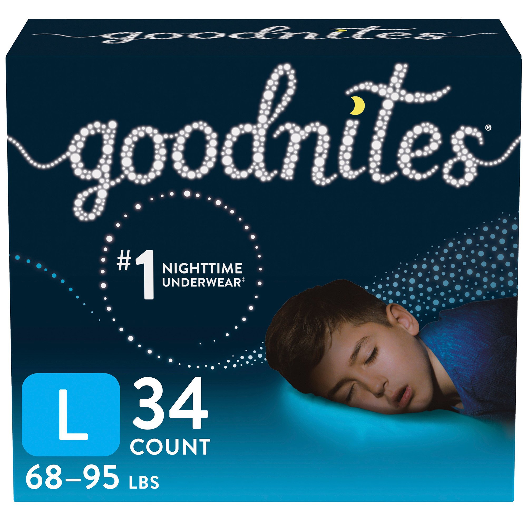 Goodnites® Heavy Absorbency Nighttime Underwear, Large for Boys 68 - 95 lbs.