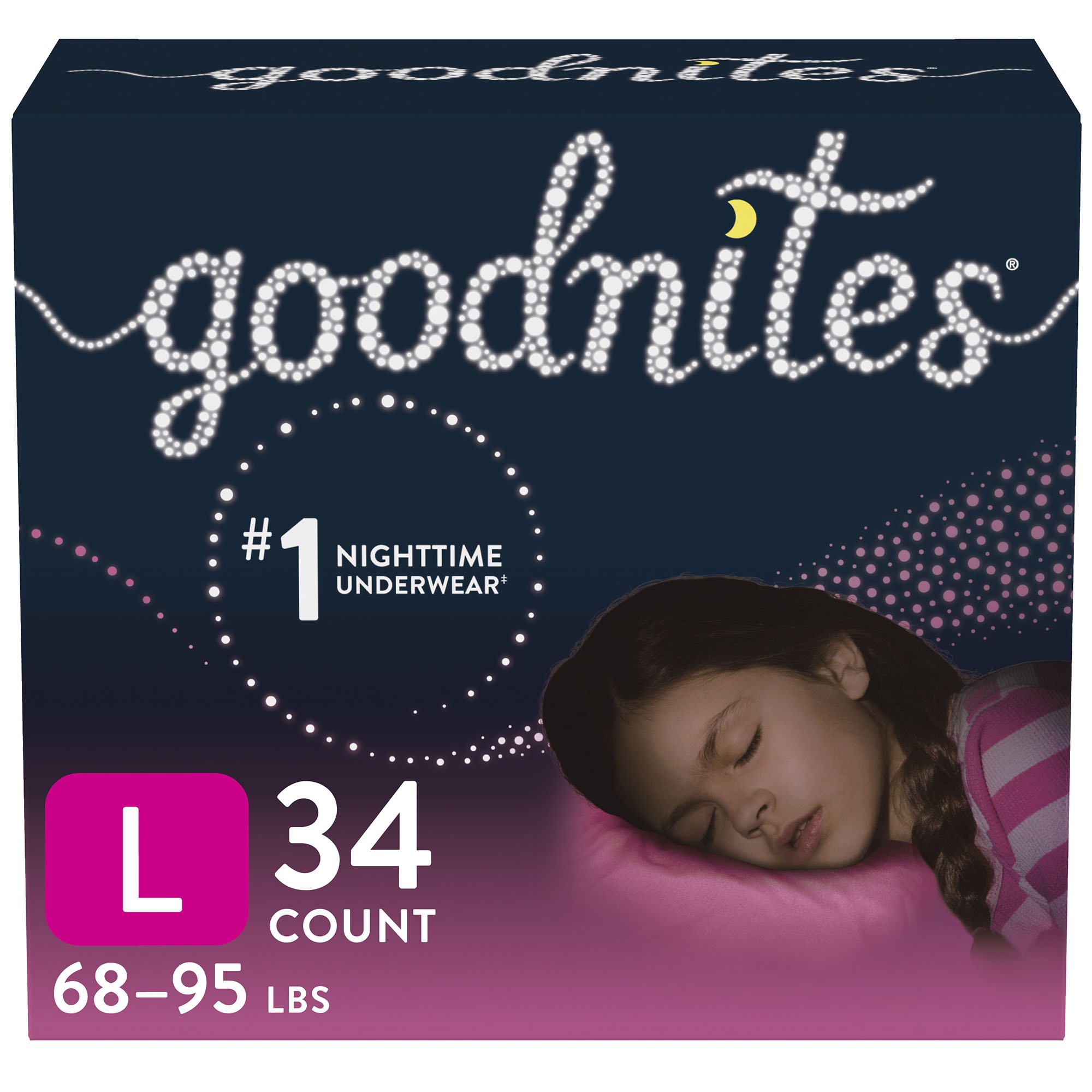 Goodnites® Heavy Absorbency Nighttime Underwear, Large for Girls 68 - 95 lbs.