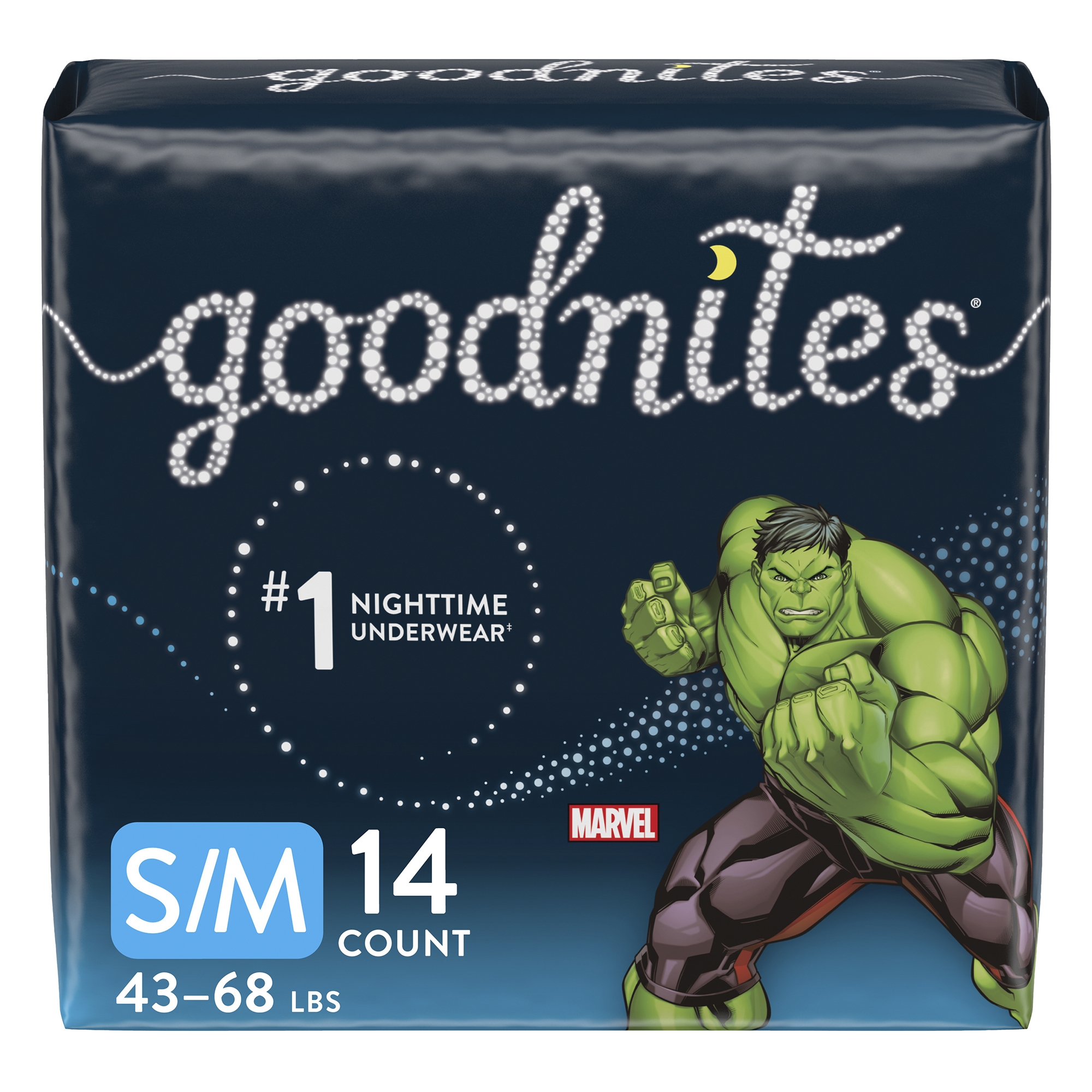 Goodnites® Heavy Absorbency Nighttime Underwear, S/M for Boys 43 - 68 lbs.