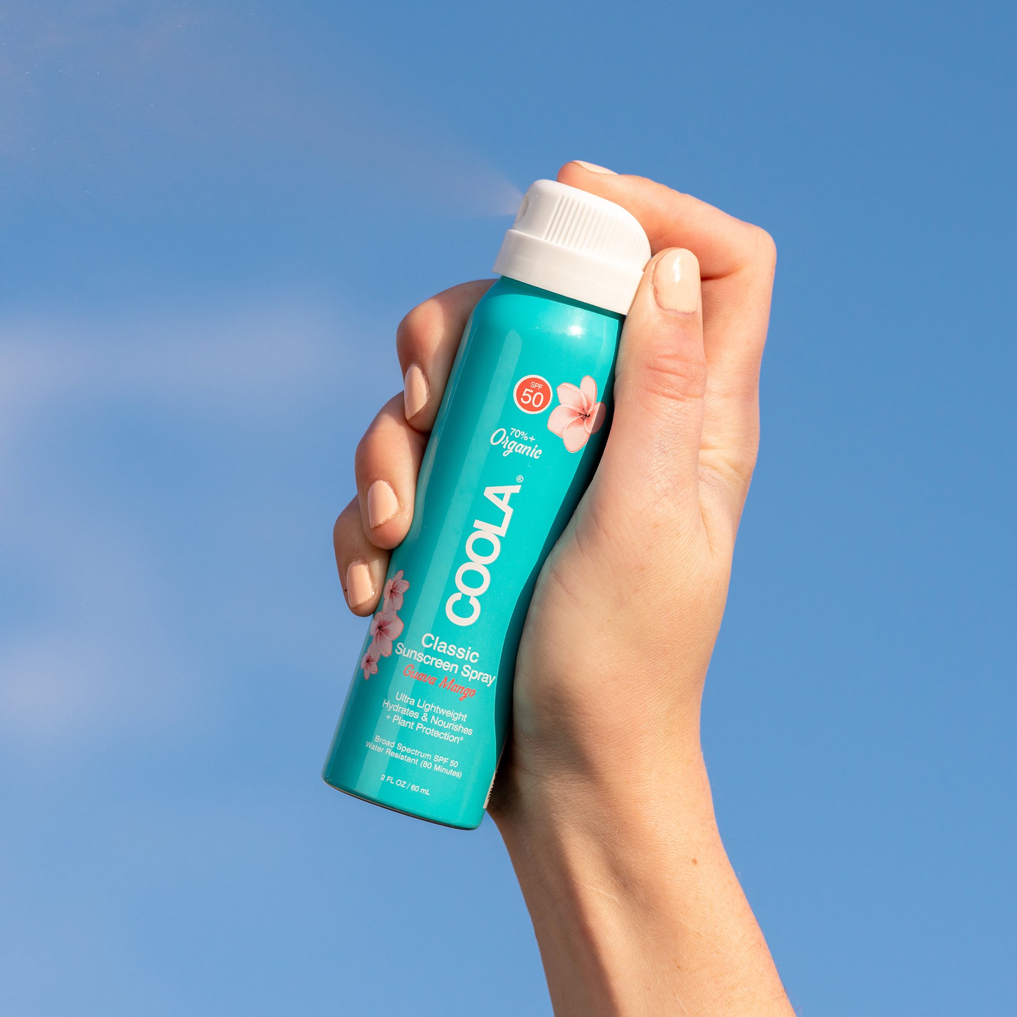 Coola® Classic Body Sunscreen Spray SPF 50 Guava Mango Scent, 2-oz. Aerosol Can - Image 4