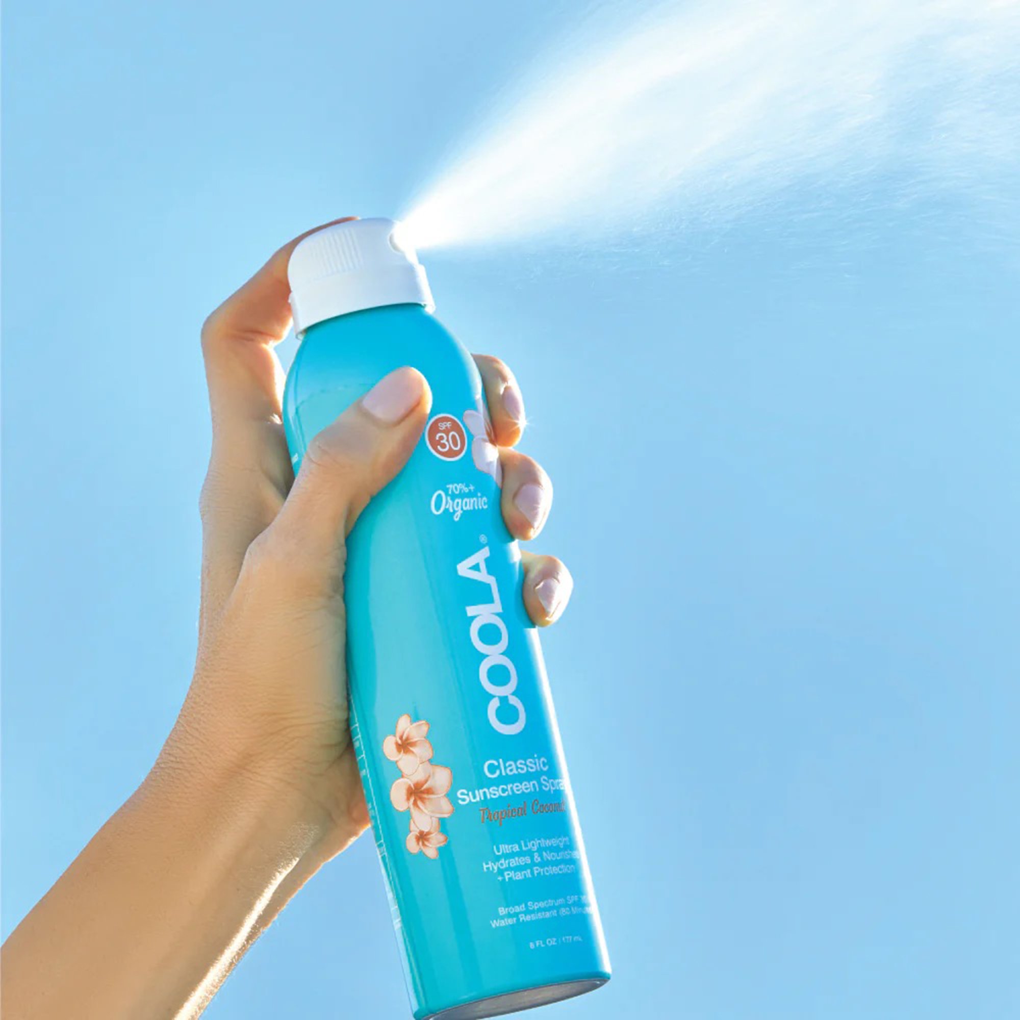 Coola® Clear Body Sunscreen Spray SPF 30 Tropical Coconut Scent, 6-ounce Can - Image 3