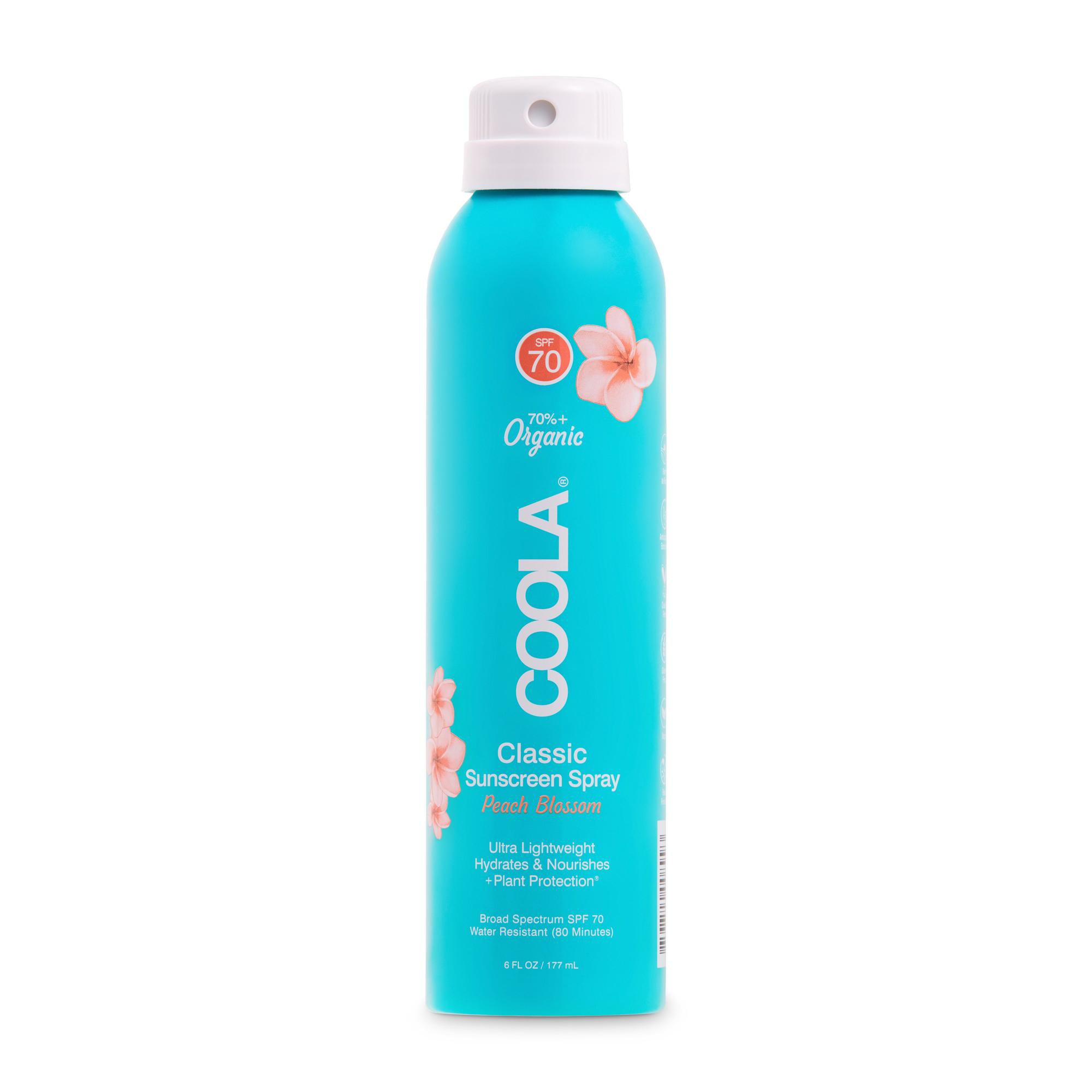 Coola® Clear Body Sunscreen Spray SPF 70 Peach Blossom Scent, 6-oz Aerosol Can