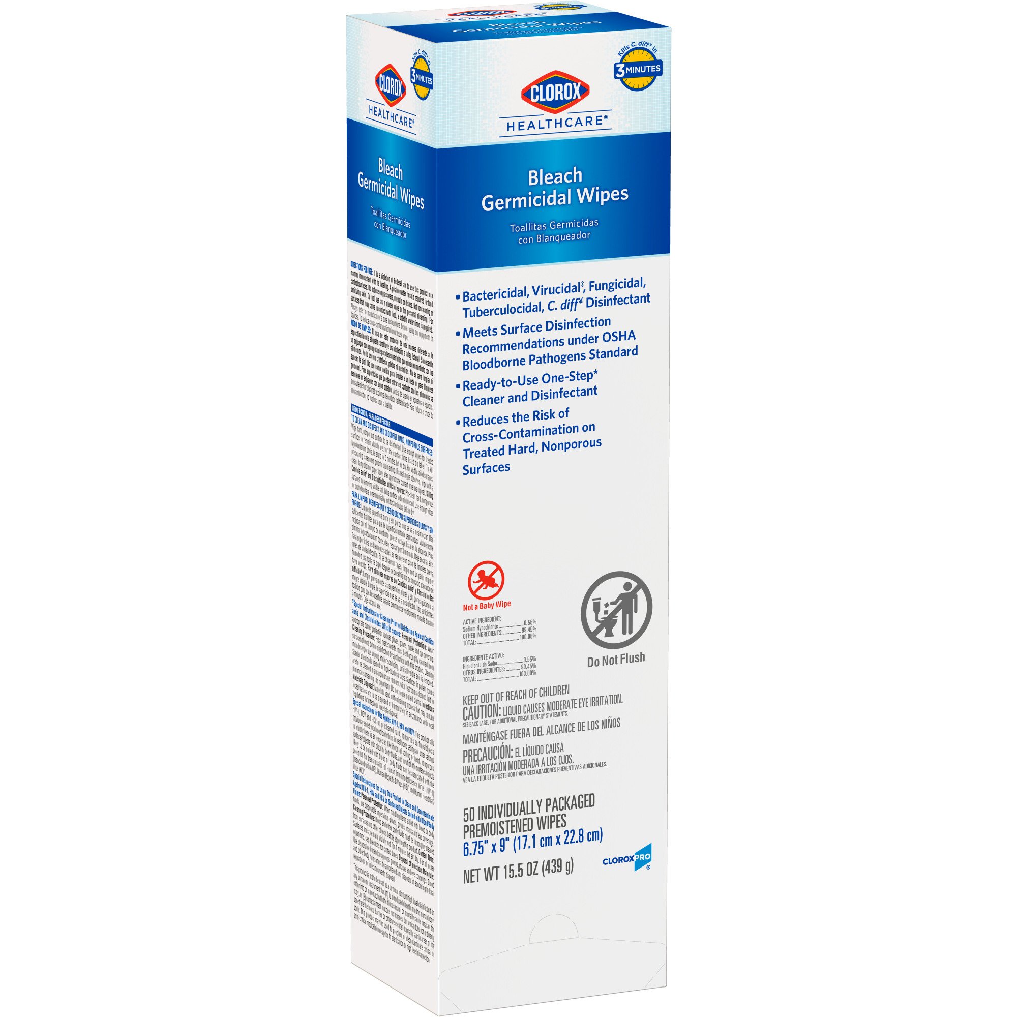 Clorox Healthcare® Bleach Germicidal Wipes, Individual Packets, 50 ct.
