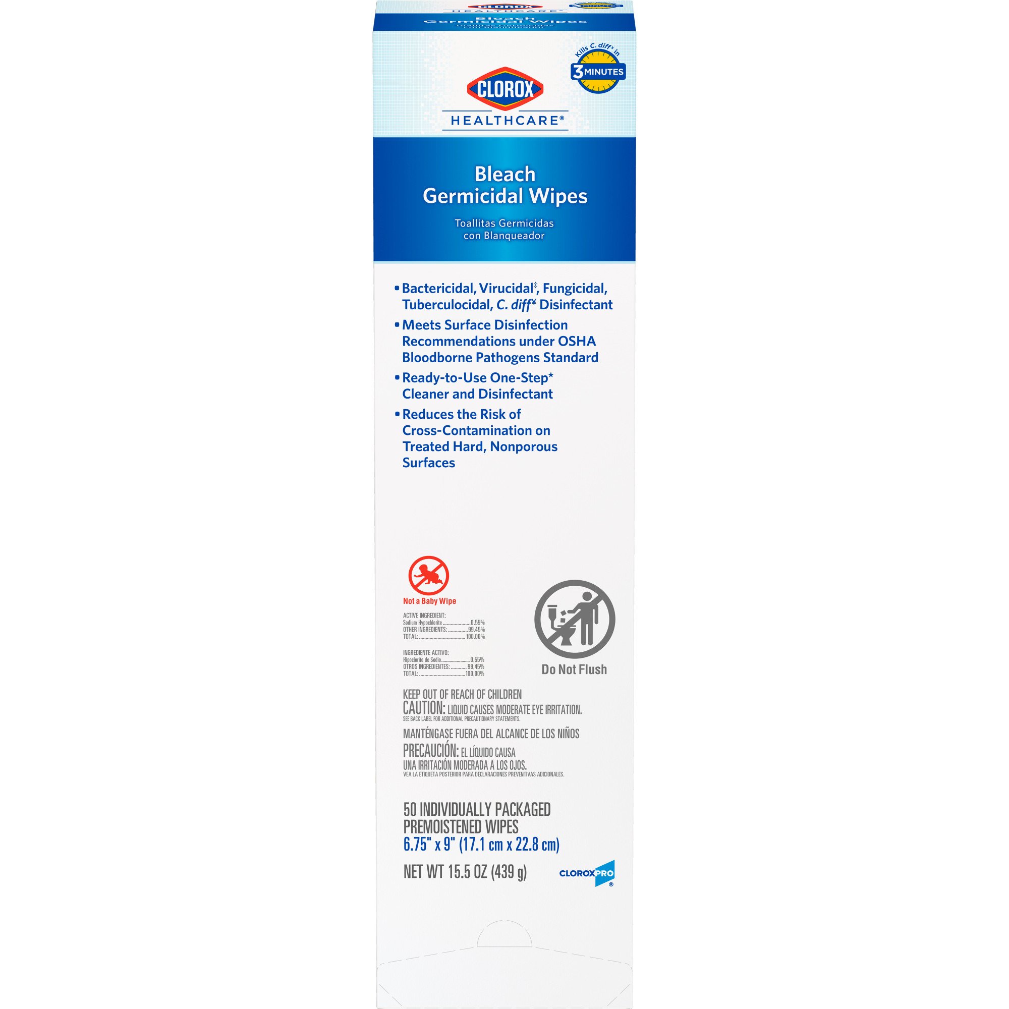 Clorox Healthcare® Bleach Germicidal Wipes, Individual Packets, 50 ct. - Image 3