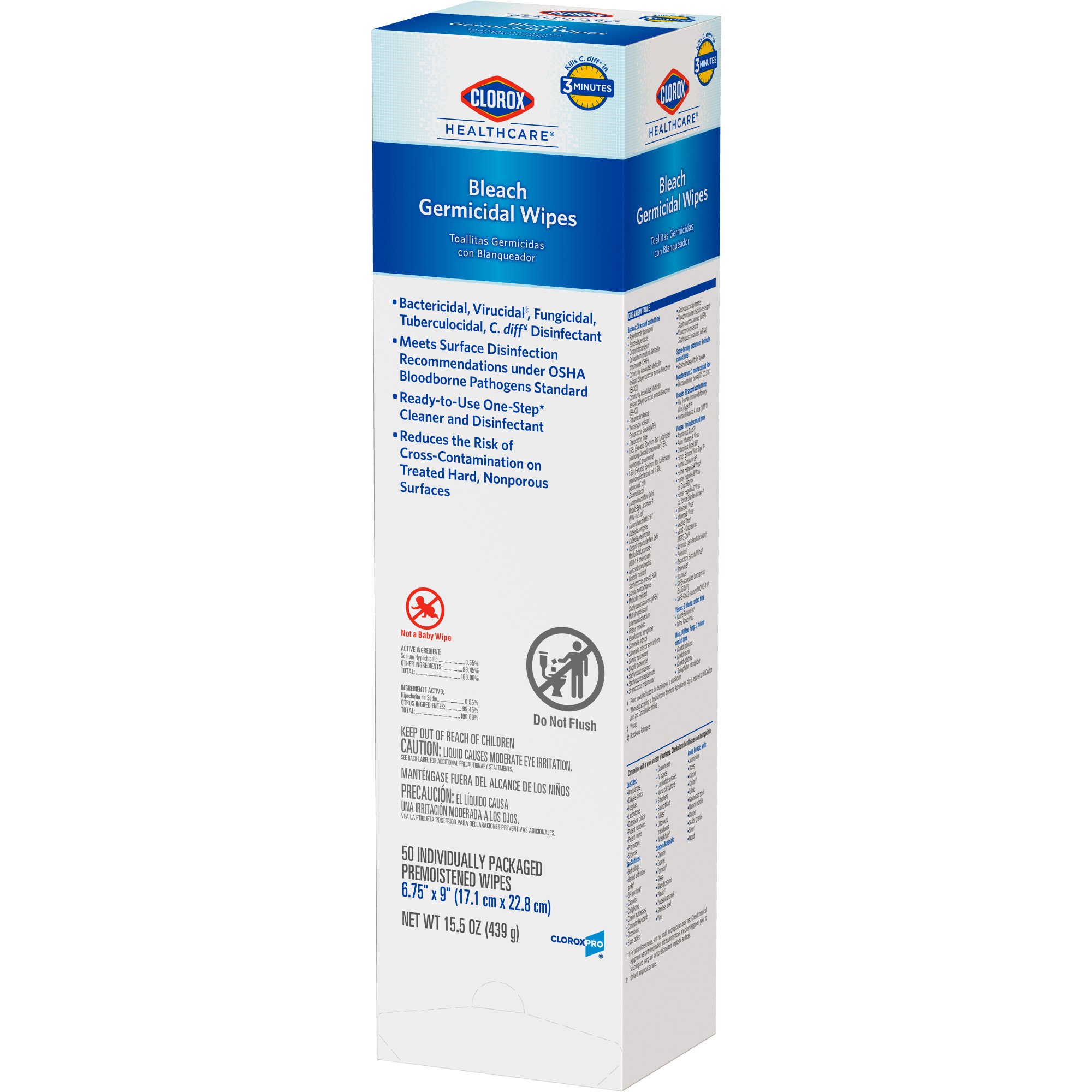 Clorox Healthcare® Bleach Germicidal Wipes, Individual Packets, 50 ct. - Image 2