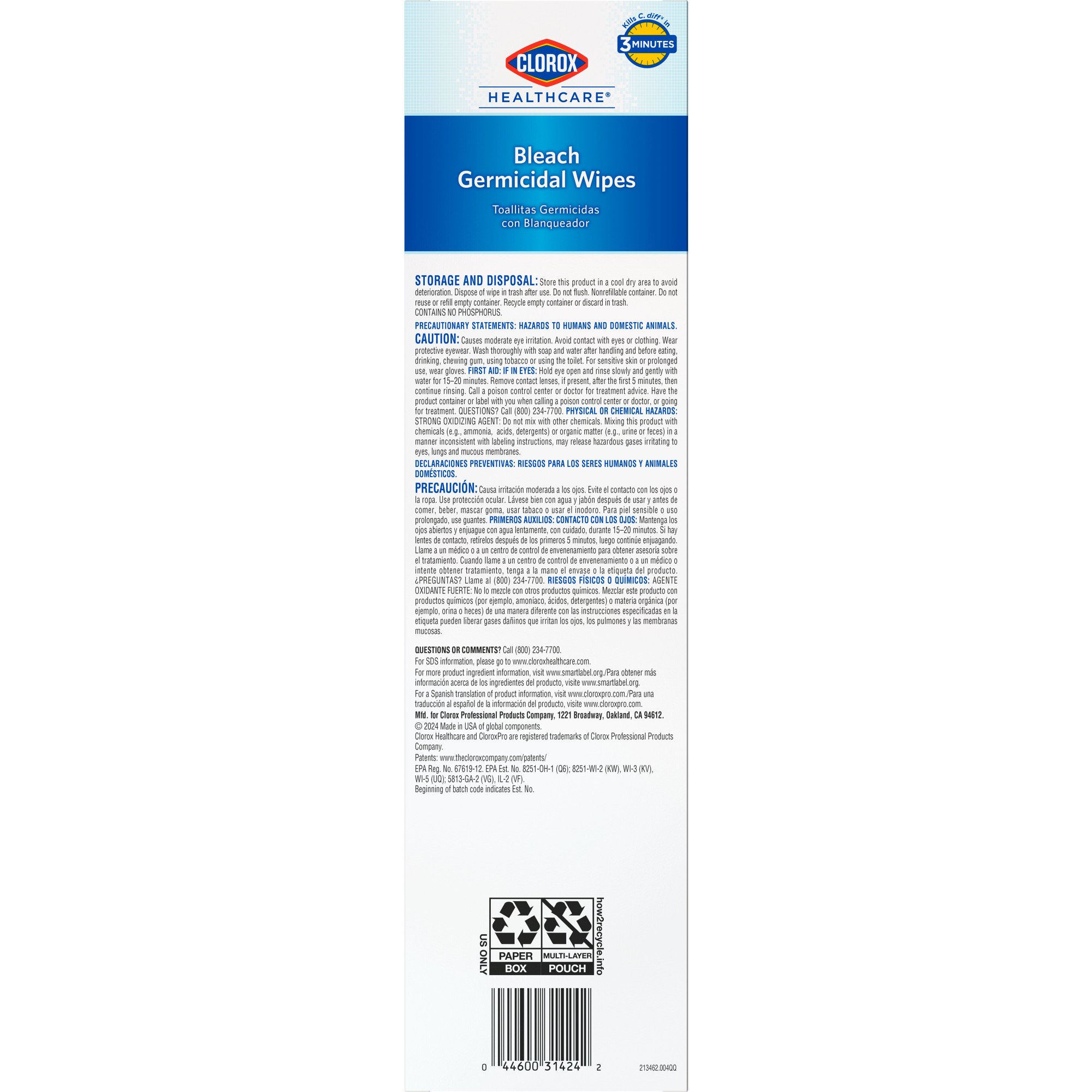 Clorox Healthcare® Bleach Germicidal Wipes, Individual Packets, 50 ct. - Image 4