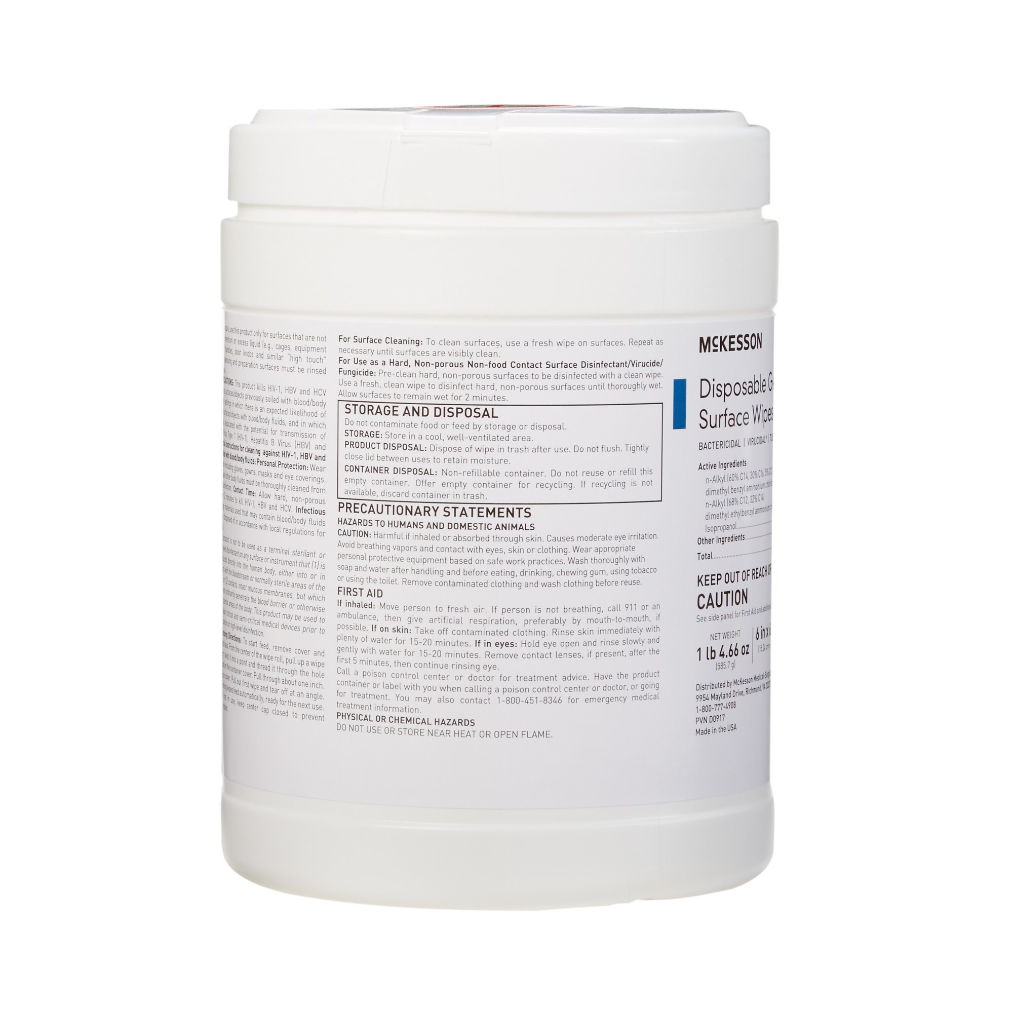 McKesson Germicidal Large Surface Disinfectant Wipes, Canister, 160 ct. - Image 2
