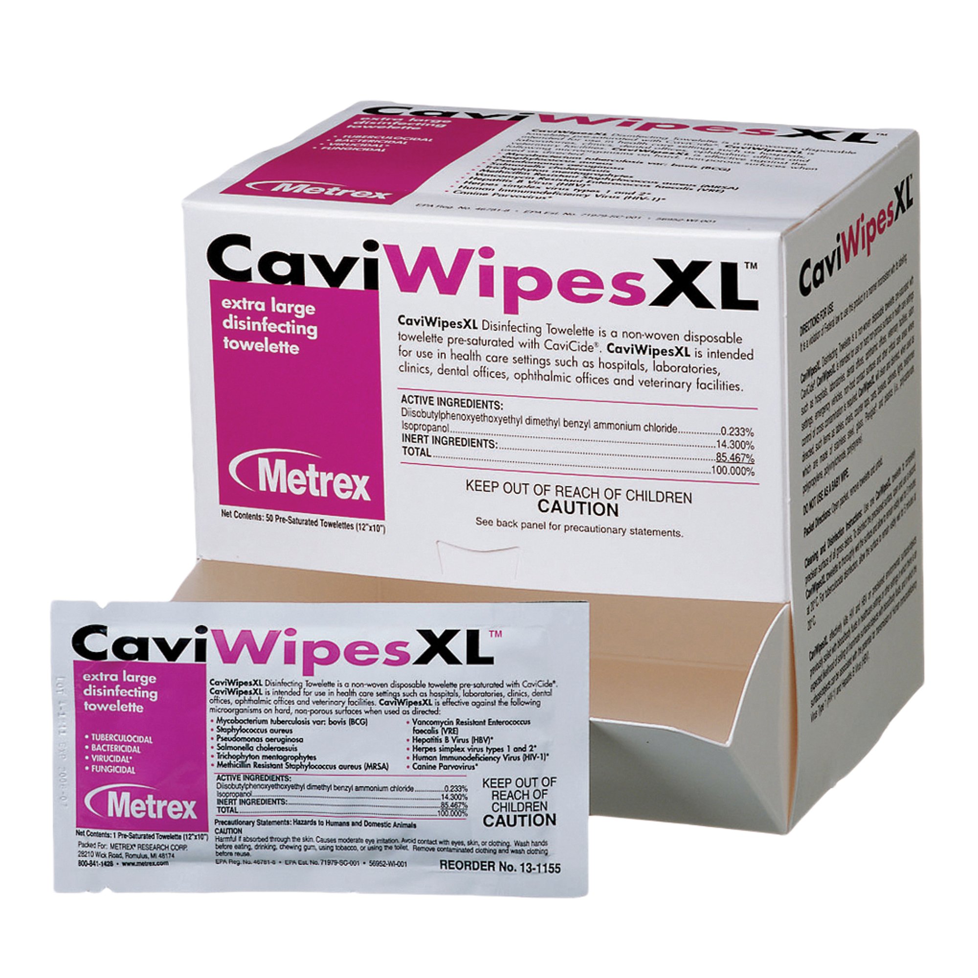 Metrex CaviWipes Surface Disinfectant Alcohol-Based Wipes, 10 x 12 Inch