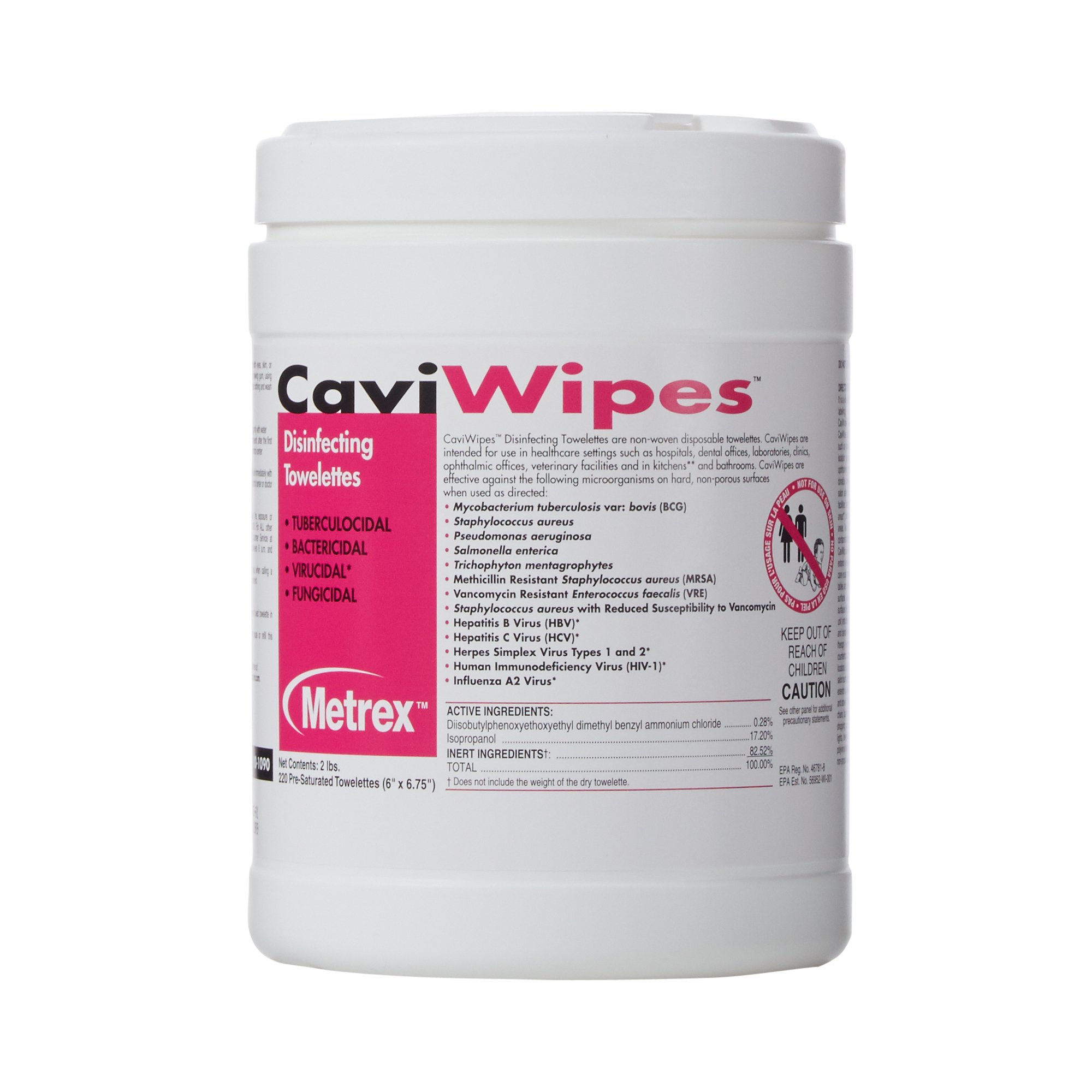 Metrex CaviWipes Surface Disinfectant Alcohol-Based Wipes, 6 x 6.75 Inch