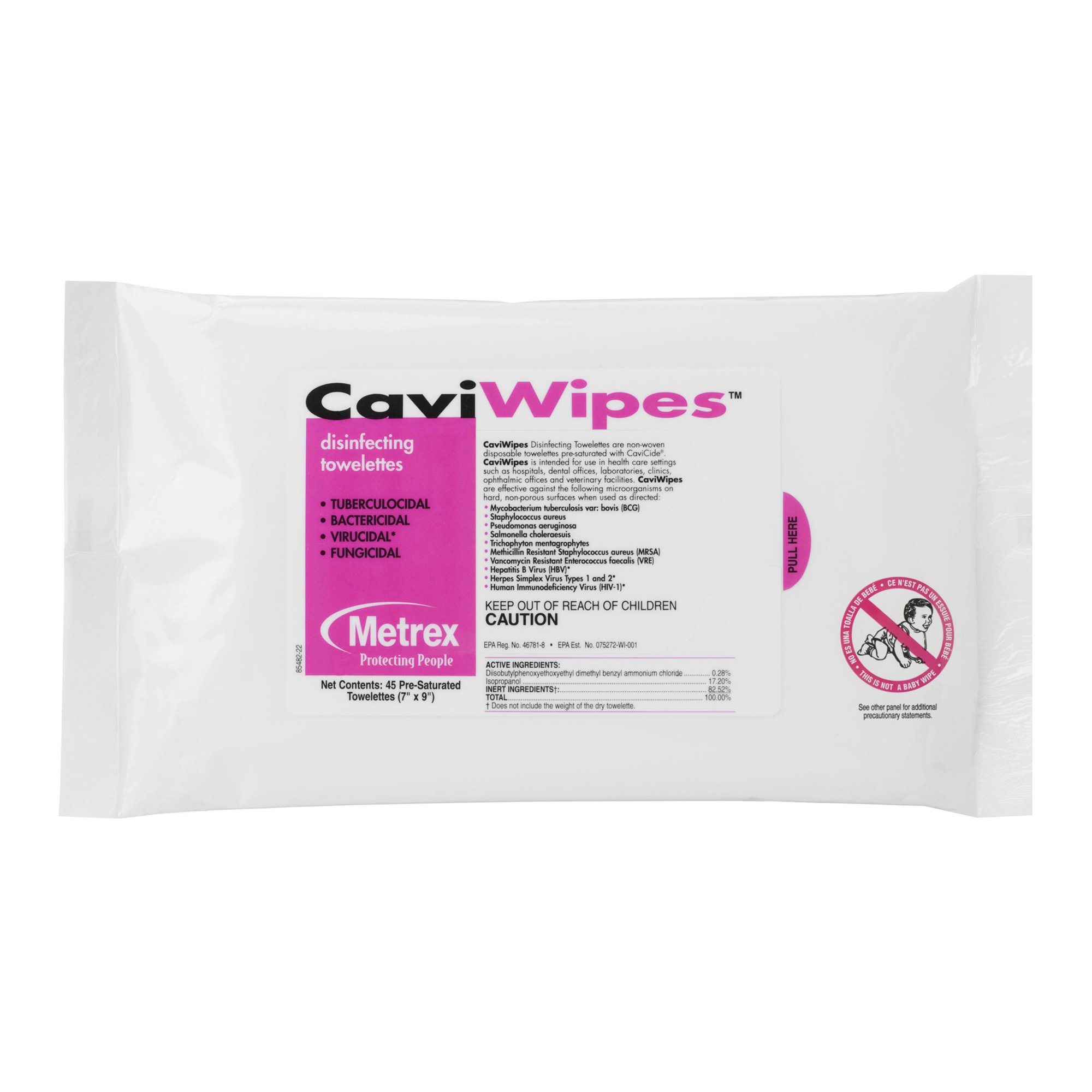 Metrex CaviWipes Surface Disinfectant Alcohol-Based Wipes, 7 x 9 Inch