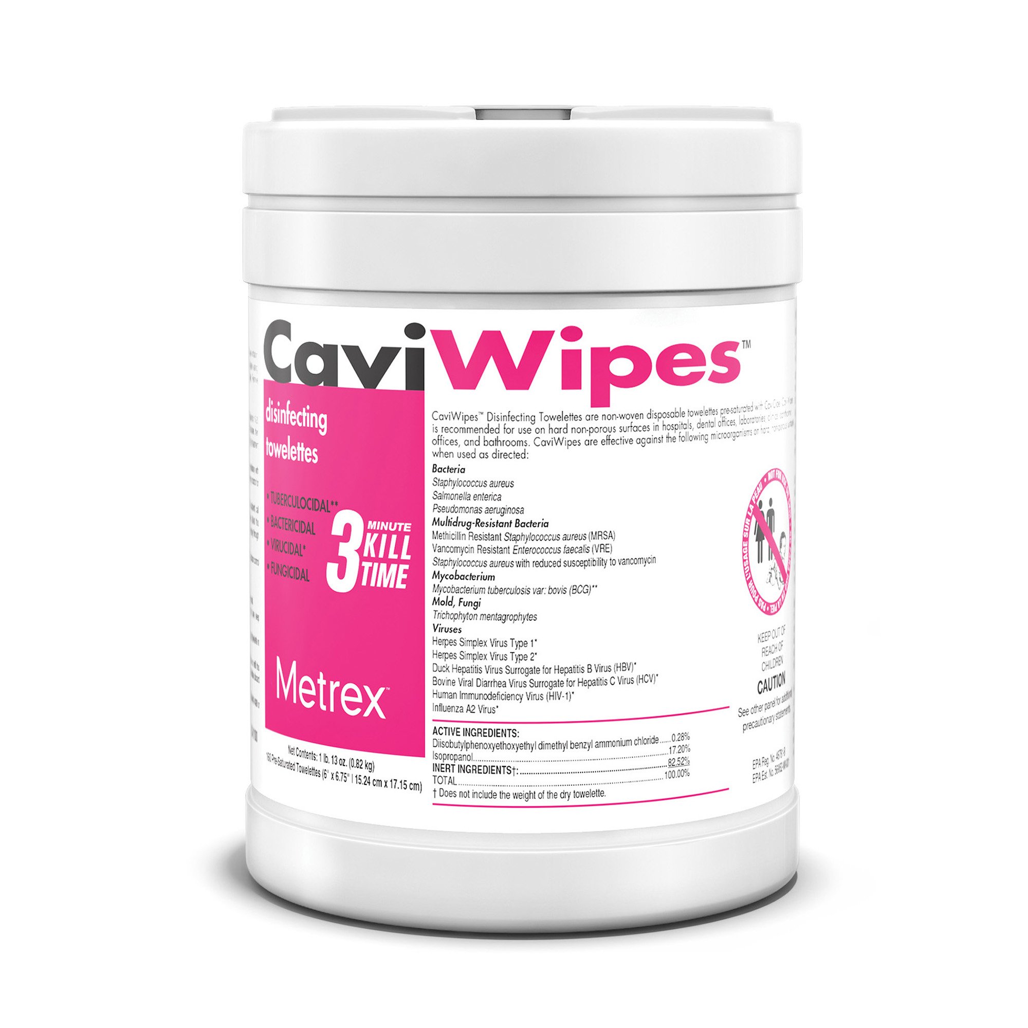 Metrex CaviWipes Surface Disinfectant Alcohol-Based Wipes, Canister