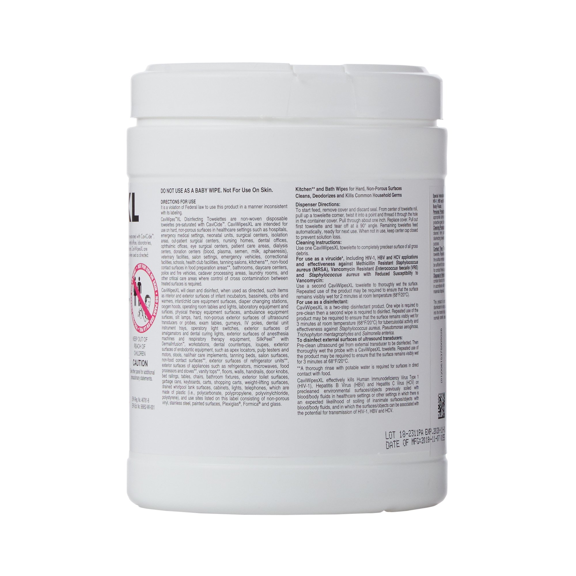 Metrex CaviWipes Surface Disinfectant Alcohol-Based Wipes, Canister - Image 3