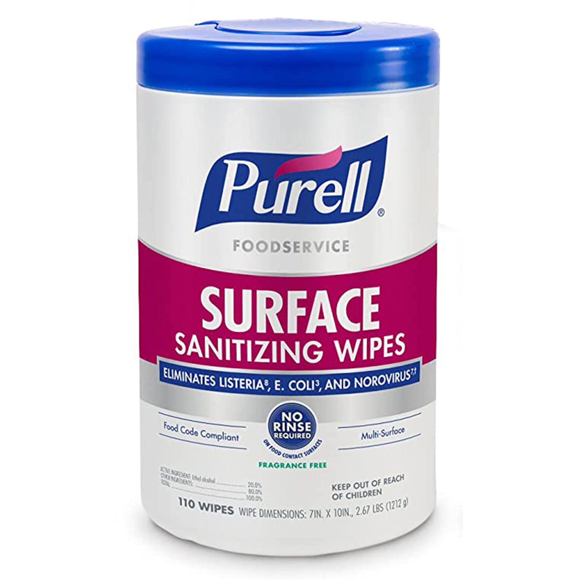 Purell® Foodservice Ethyl Alcohol Surface Sanitizing Wipes, Canister