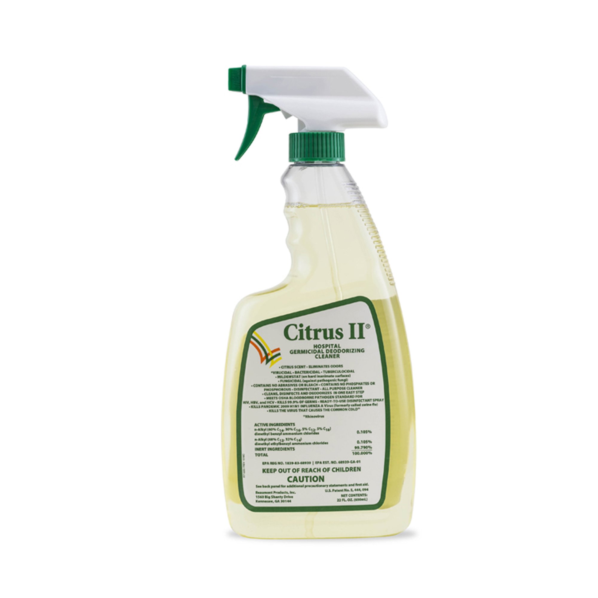 Citrus II® Hospiral Germicidal Deodorizing Cleaner, 22 oz. Spray Bottle