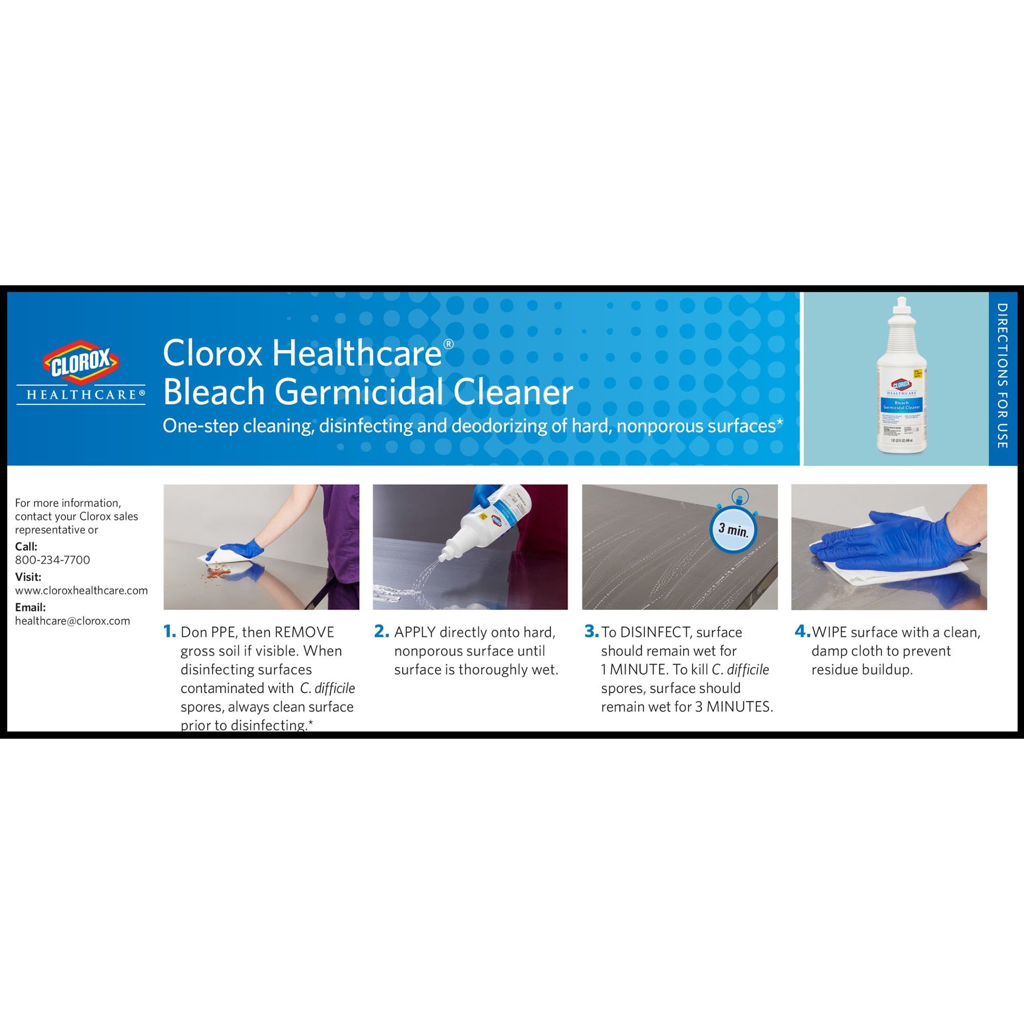 Clorox Healthcare® Bleach Germicidal Cleaner, 32-ounce bottle - Image 6