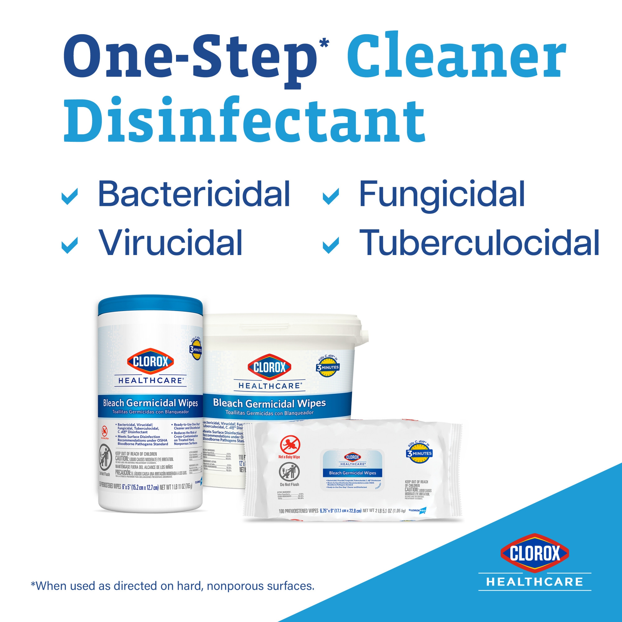 Clorox Healthcare® Bleach Germicidal Wipes, Bucket, 110 ct. - Image 6