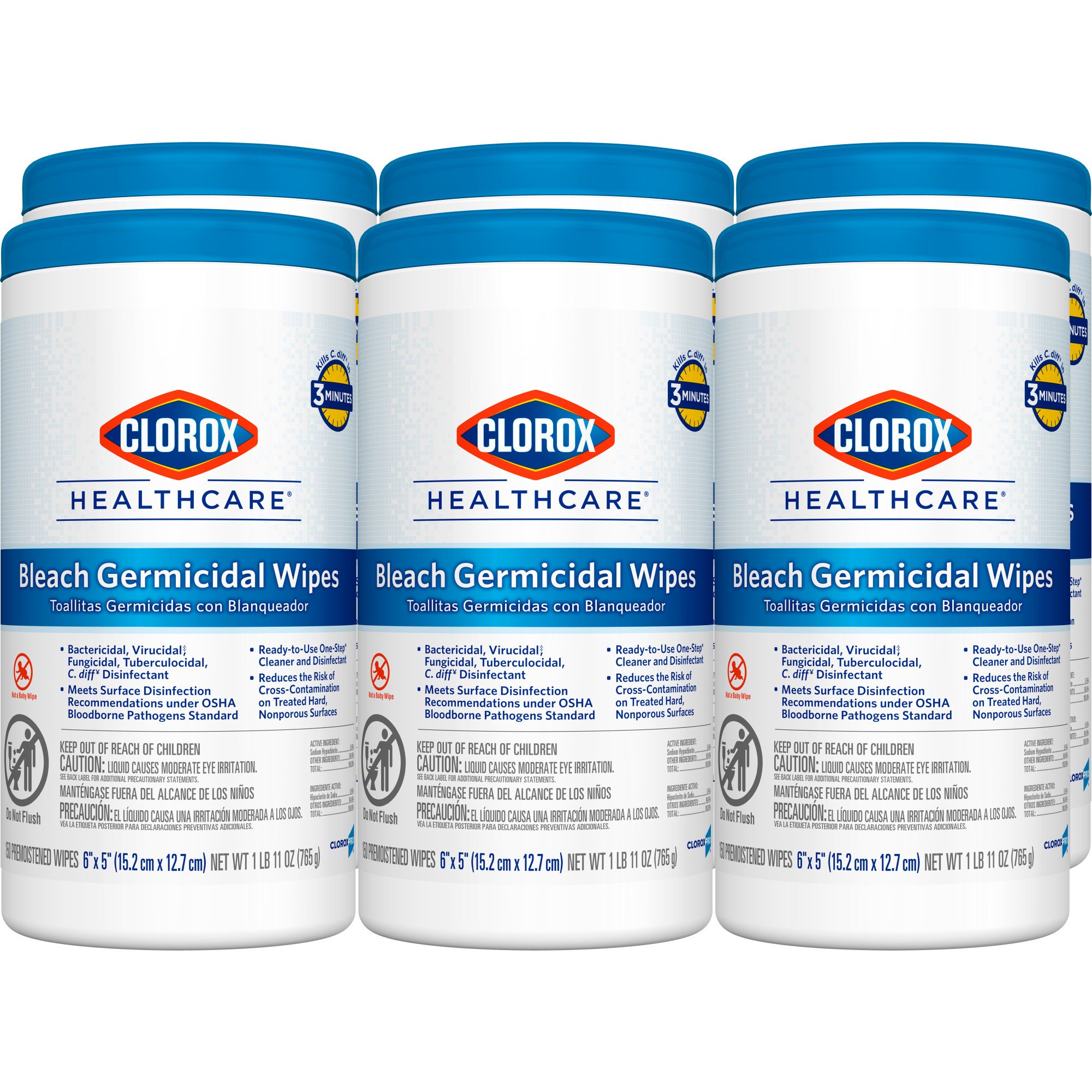 Clorox Healthcare® Bleach Germicidal Wipes, Canister, 150 ct. - Image 3