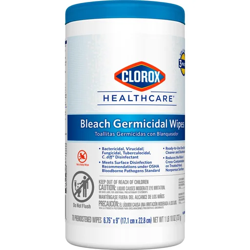 Clorox Healthcare® Bleach Germicidal Wipes, Canister, 70 ct.