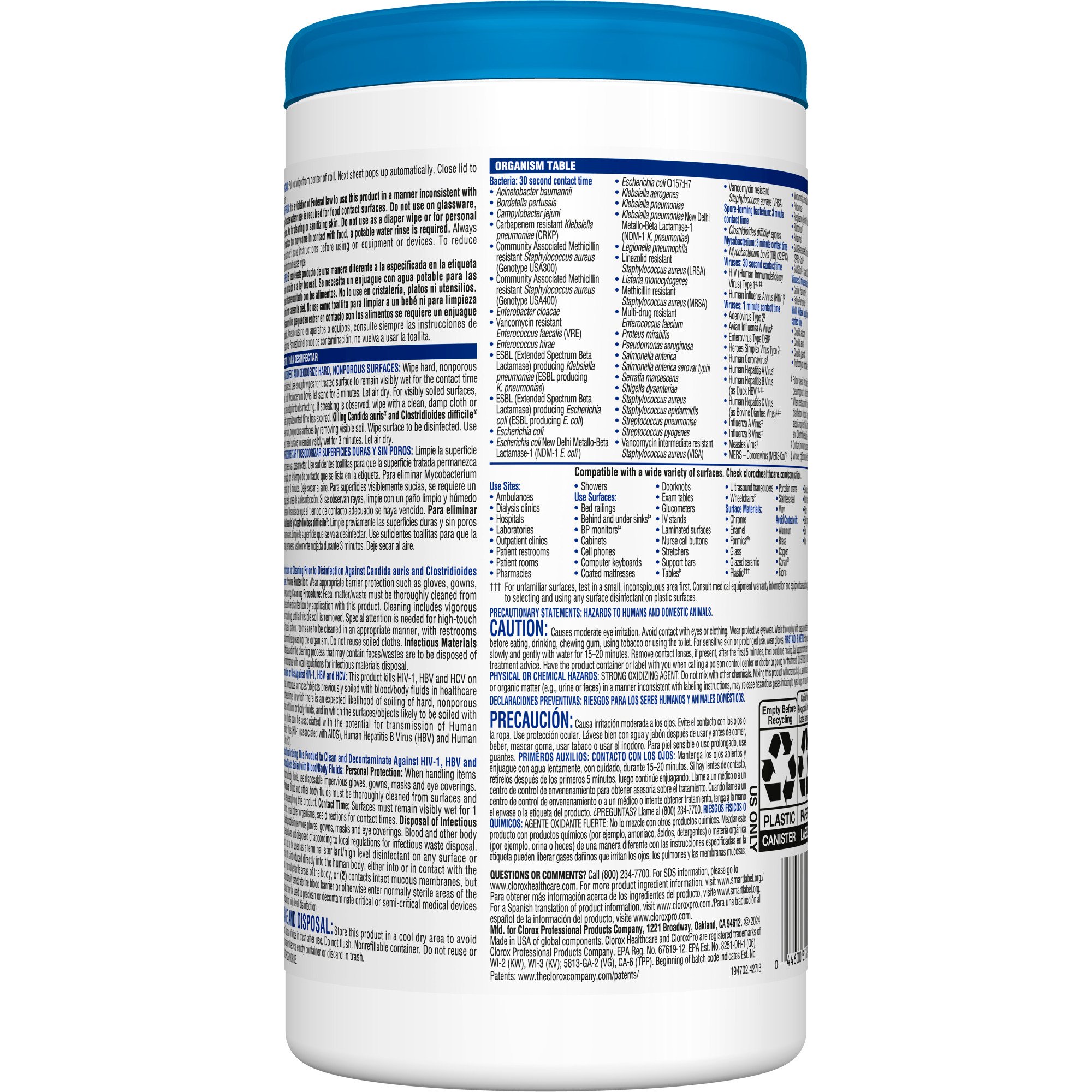 Clorox Healthcare® Bleach Germicidal Wipes, Canister, 70 ct. - Image 4
