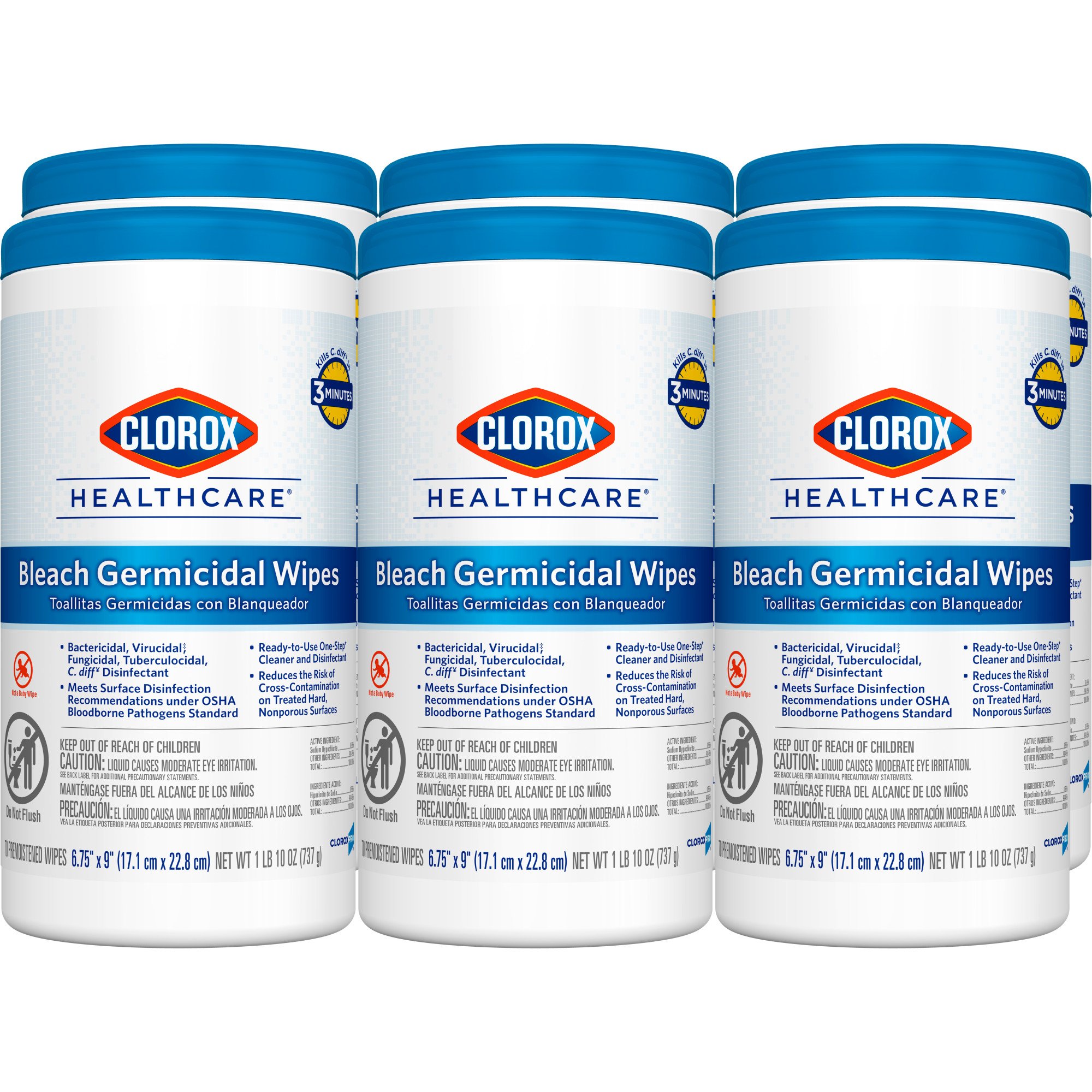 Clorox Healthcare® Bleach Germicidal Wipes, Canister, 70 ct. - Image 5