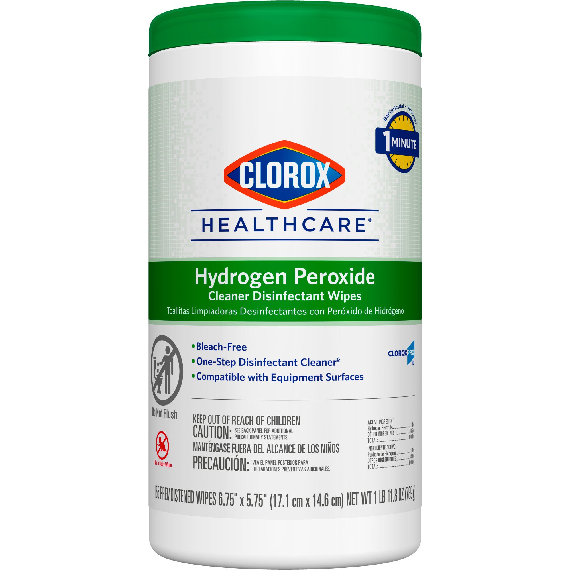 Clorox Healthcare® Hydrogen Peroxide Cleaner Disinfectant Wipes 6.75 x 5.75 Inch