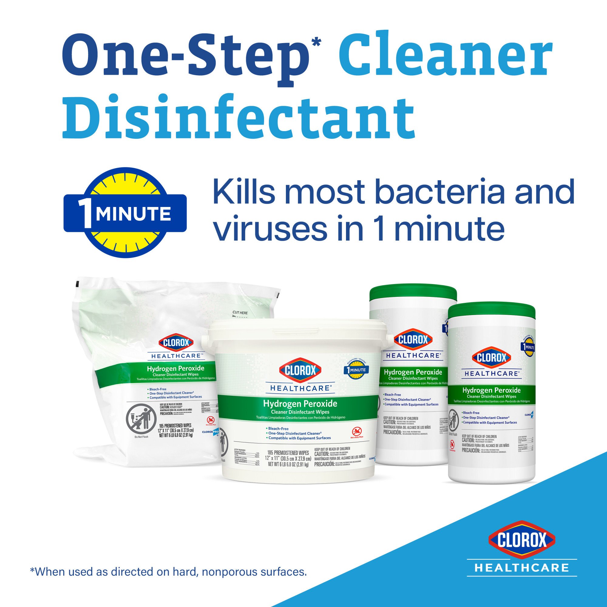 Clorox Healthcare® Hydrogen Peroxide Cleaner Disinfectant Wipes, Bucket, 185 ct. - Image 6