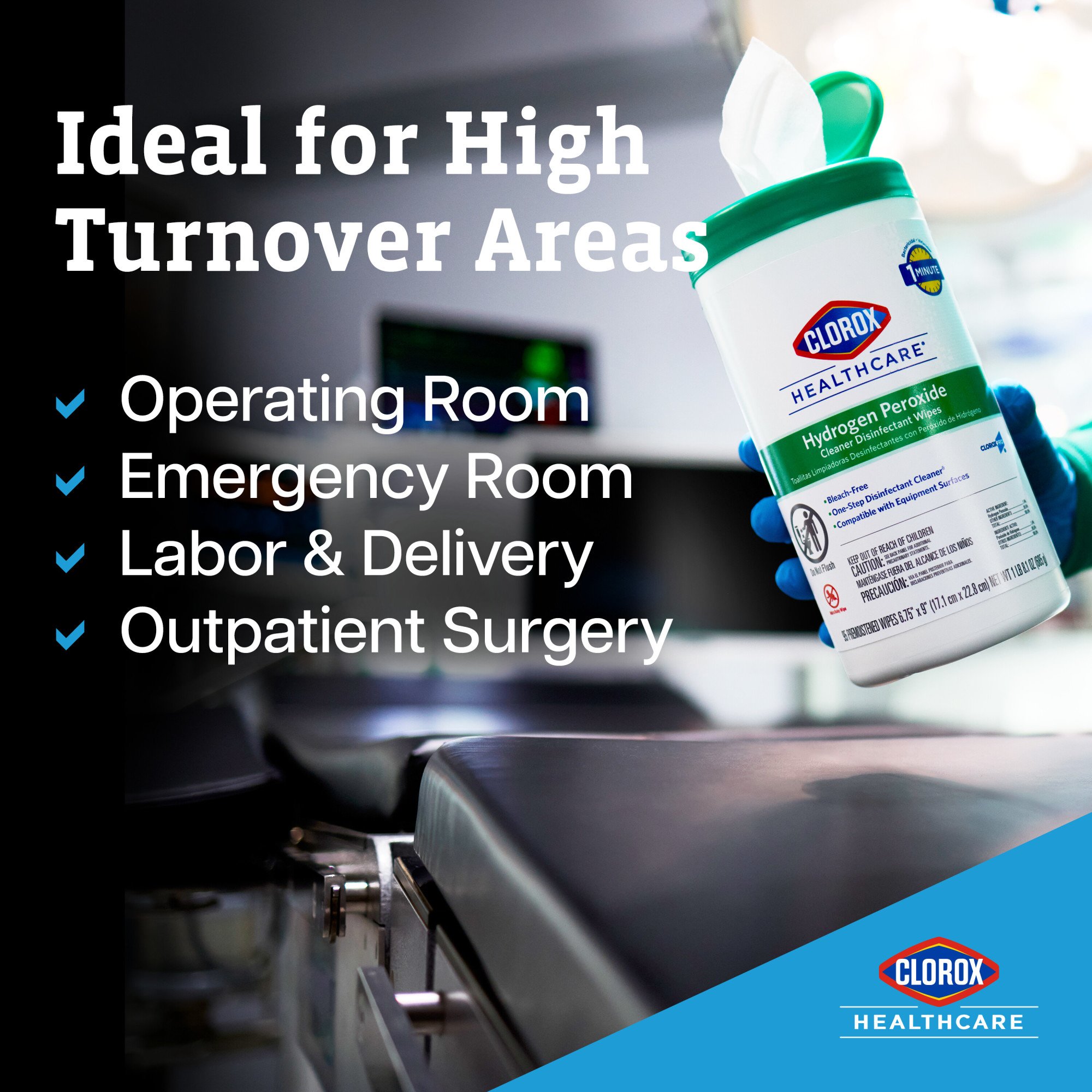 Clorox Healthcare® Hydrogen Peroxide Cleaner Disinfectant Wipes, Bucket, 185 ct. - Image 10