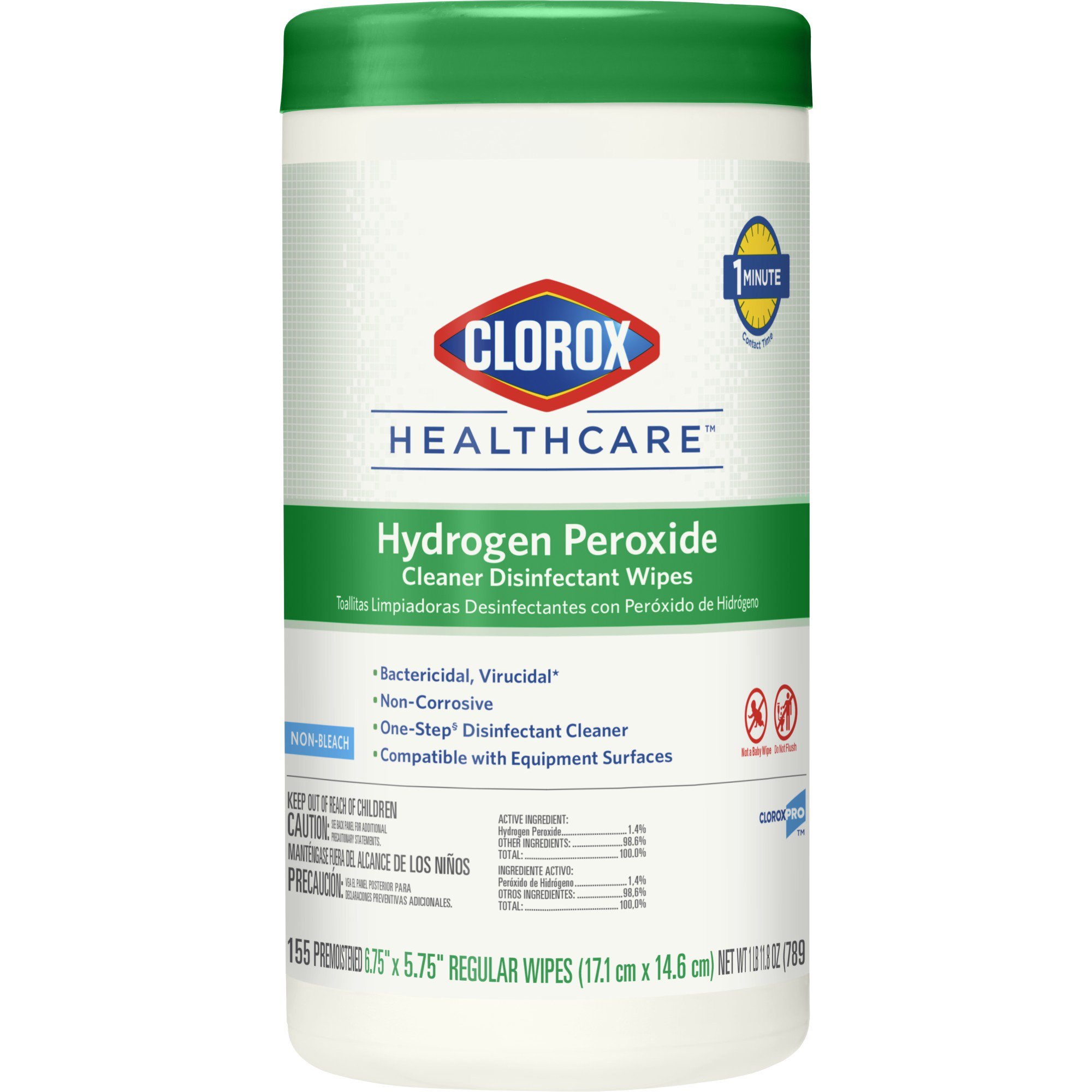Clorox Healthcare® Hydrogen Peroxide Cleaner Disinfectant Wipes, Canister