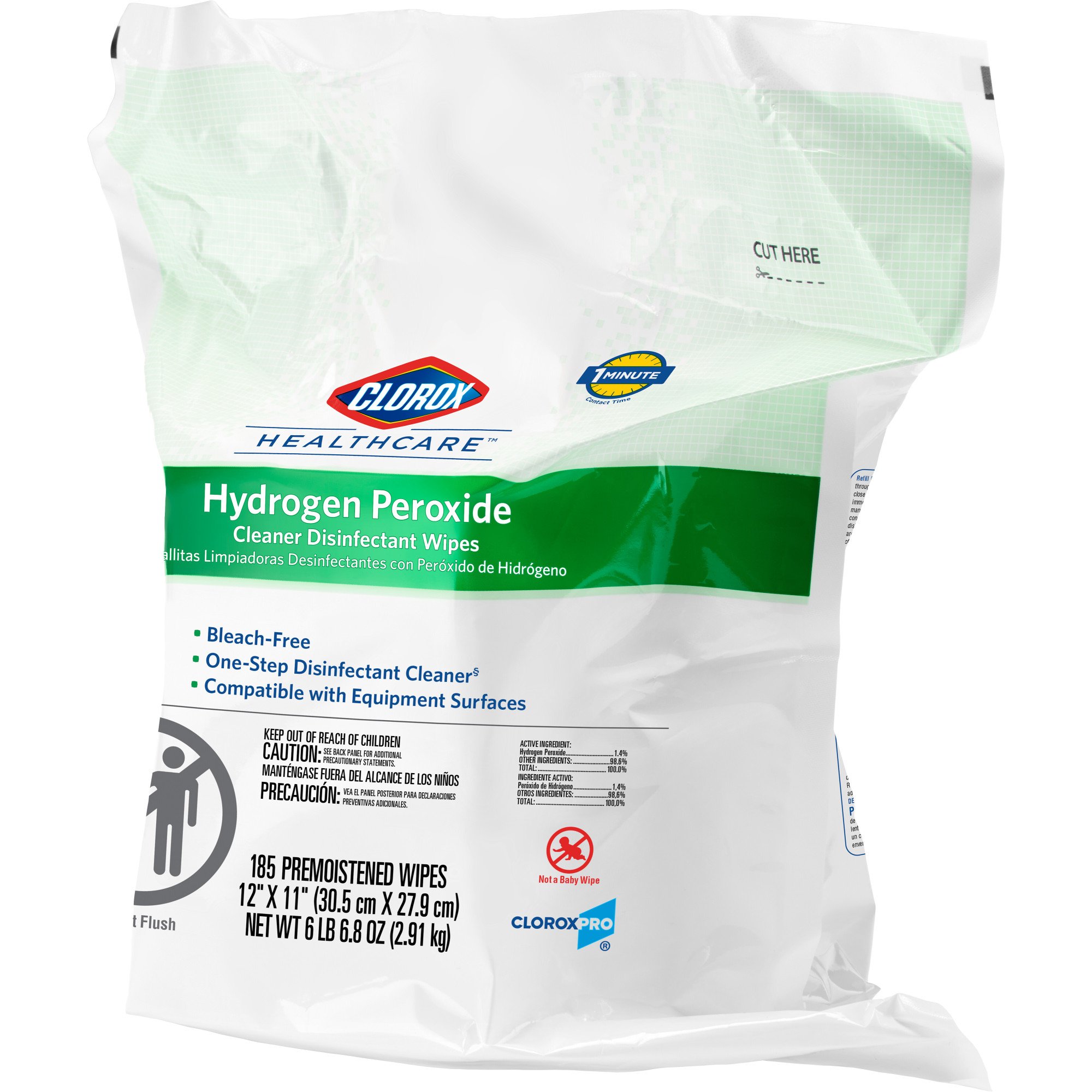 Clorox Healthcare® Hydrogen Peroxide Cleaner Disinfectant Wipes, Refill Pouch - Image 2