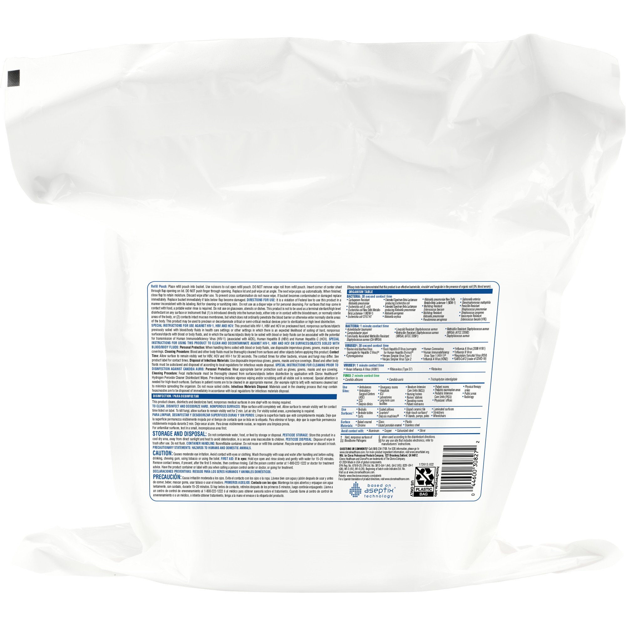 Clorox Healthcare® Hydrogen Peroxide Cleaner Disinfectant Wipes, Refill Pouch - Image 4