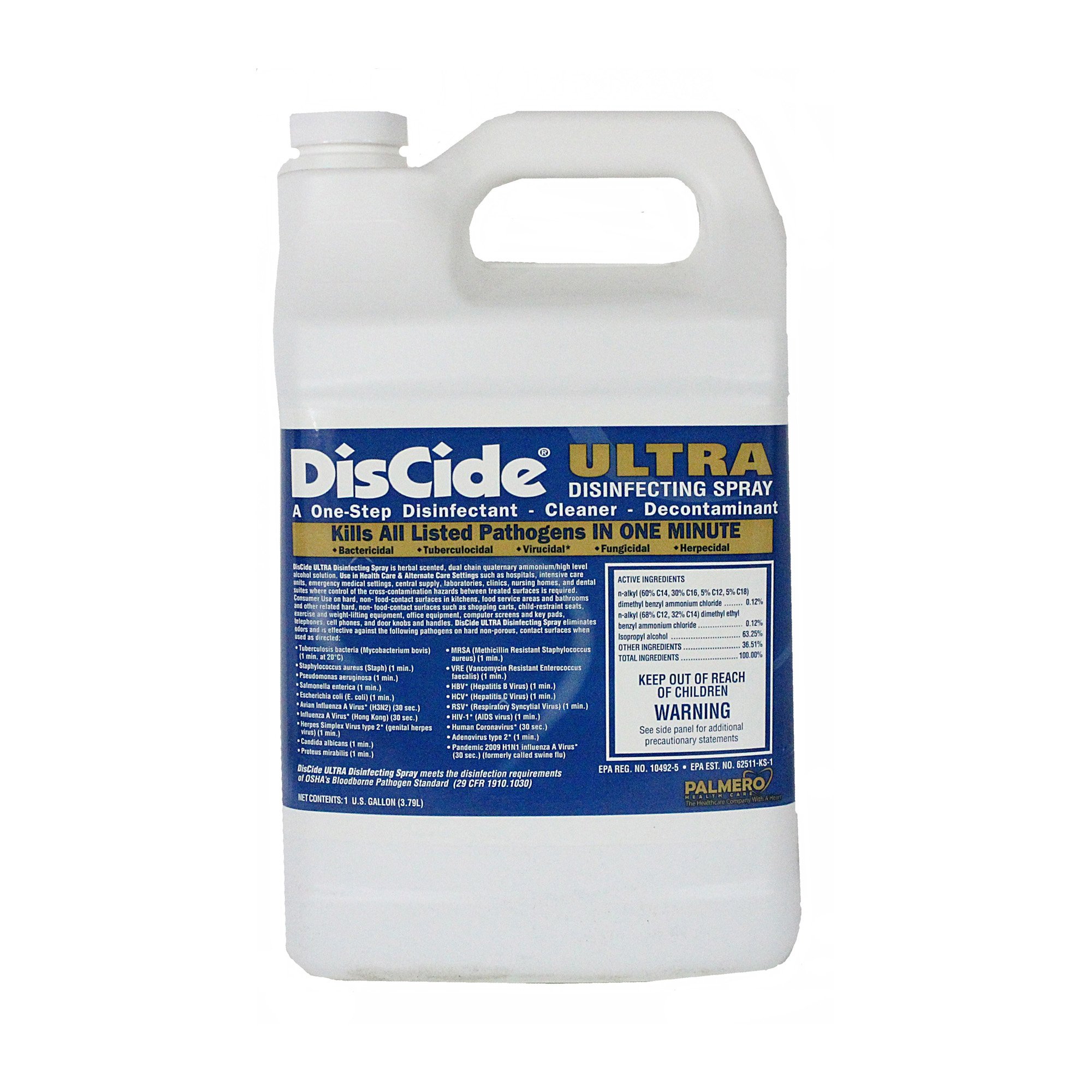DisCide® Ultra Quaternary Based Surface Disinfectant Cleaner, 1-gallon Jug