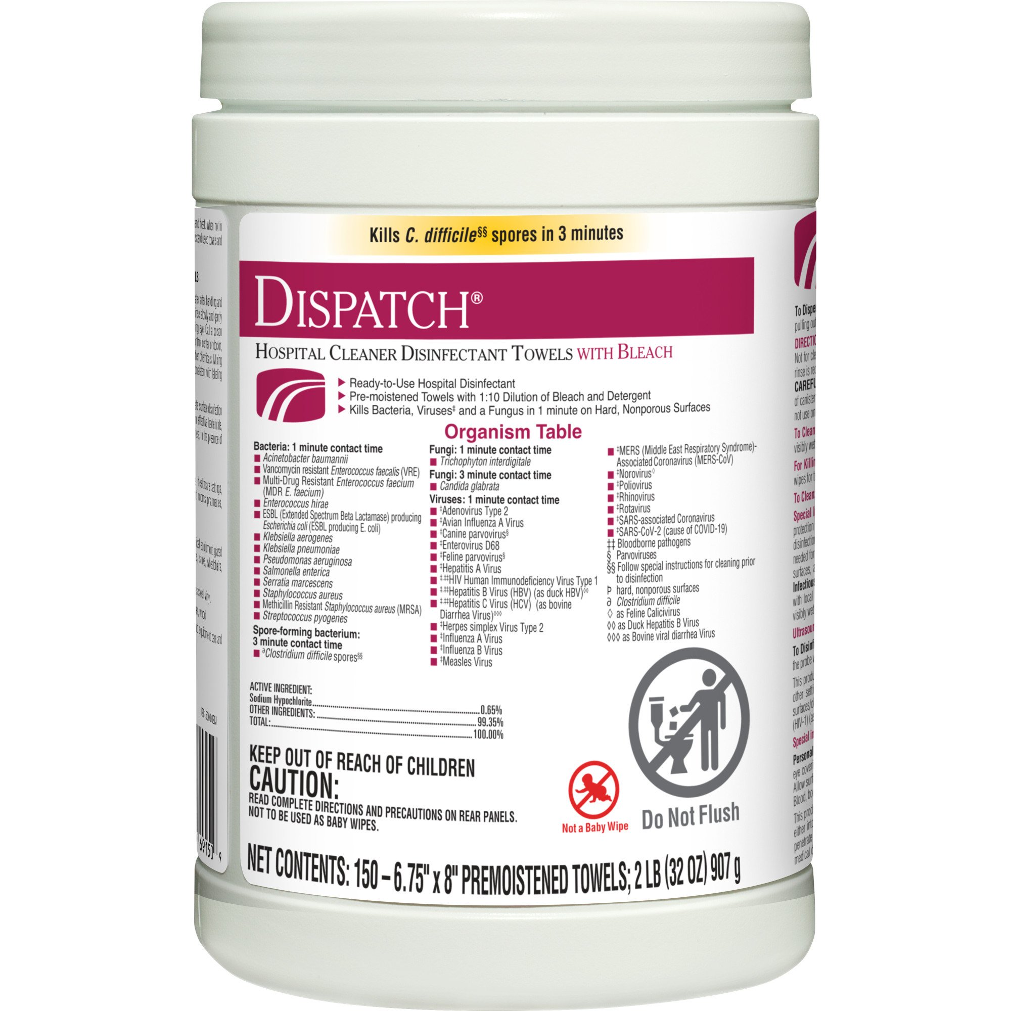 Dispatch® Surface Disinfectant Cleaner with Bleach, Canister