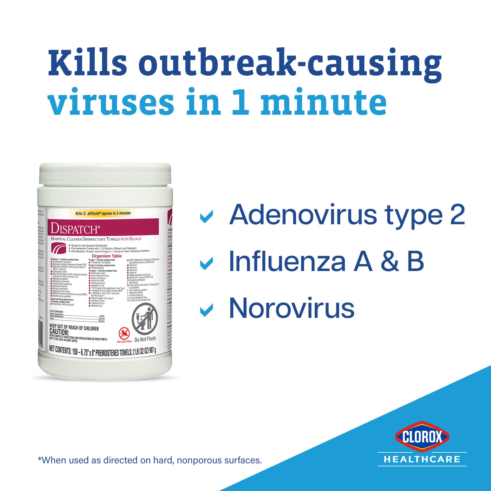 Dispatch® Surface Disinfectant Cleaner with Bleach, Canister - Image 8