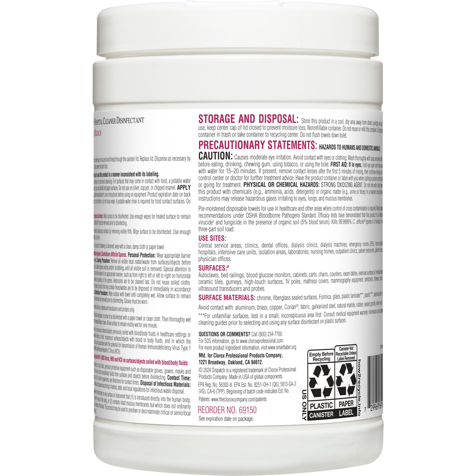 Dispatch® Surface Disinfectant Cleaner with Bleach, Canister - Image 2