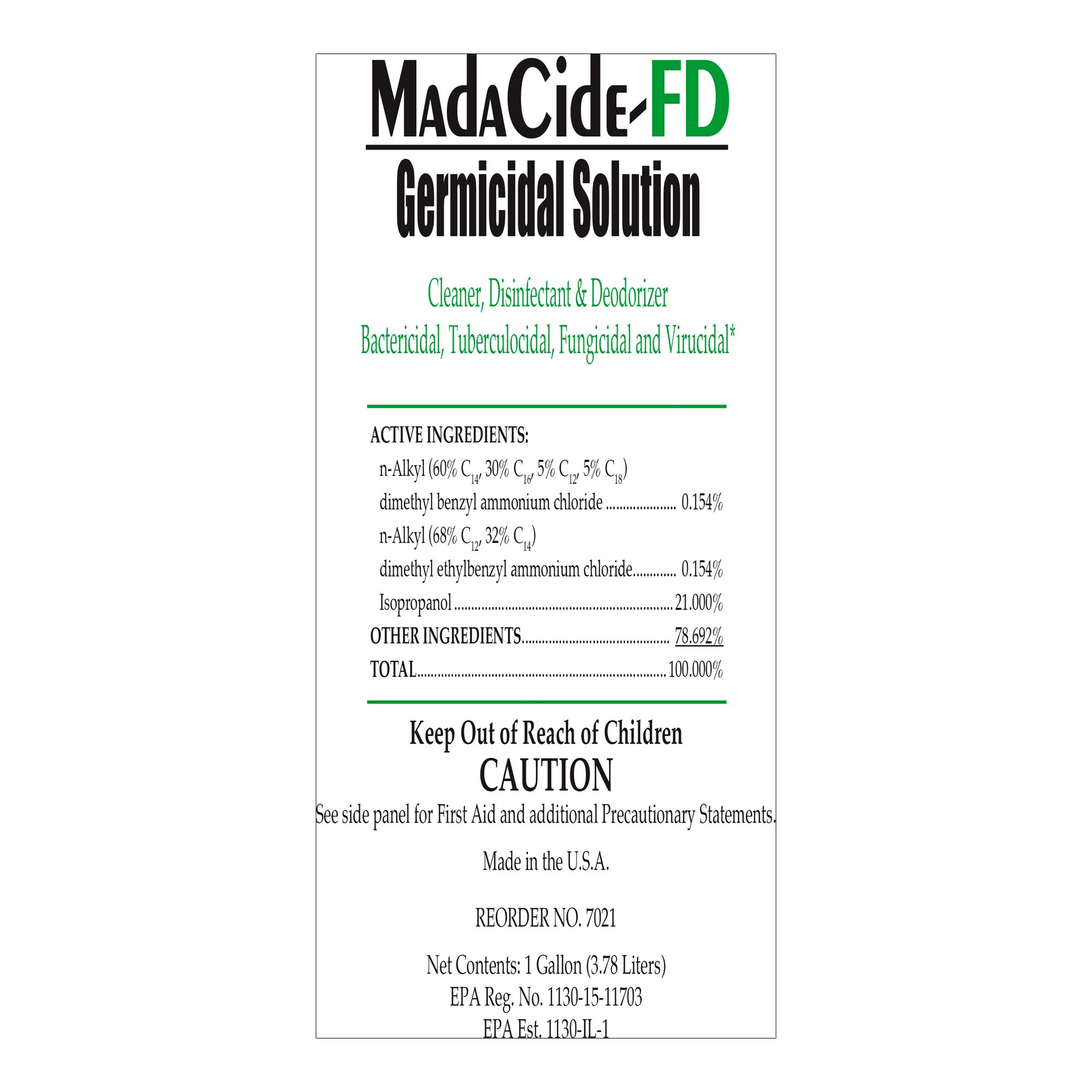 MadaCide-FD® Surface Disinfectant Cleaner, 1 gal. - Image 2