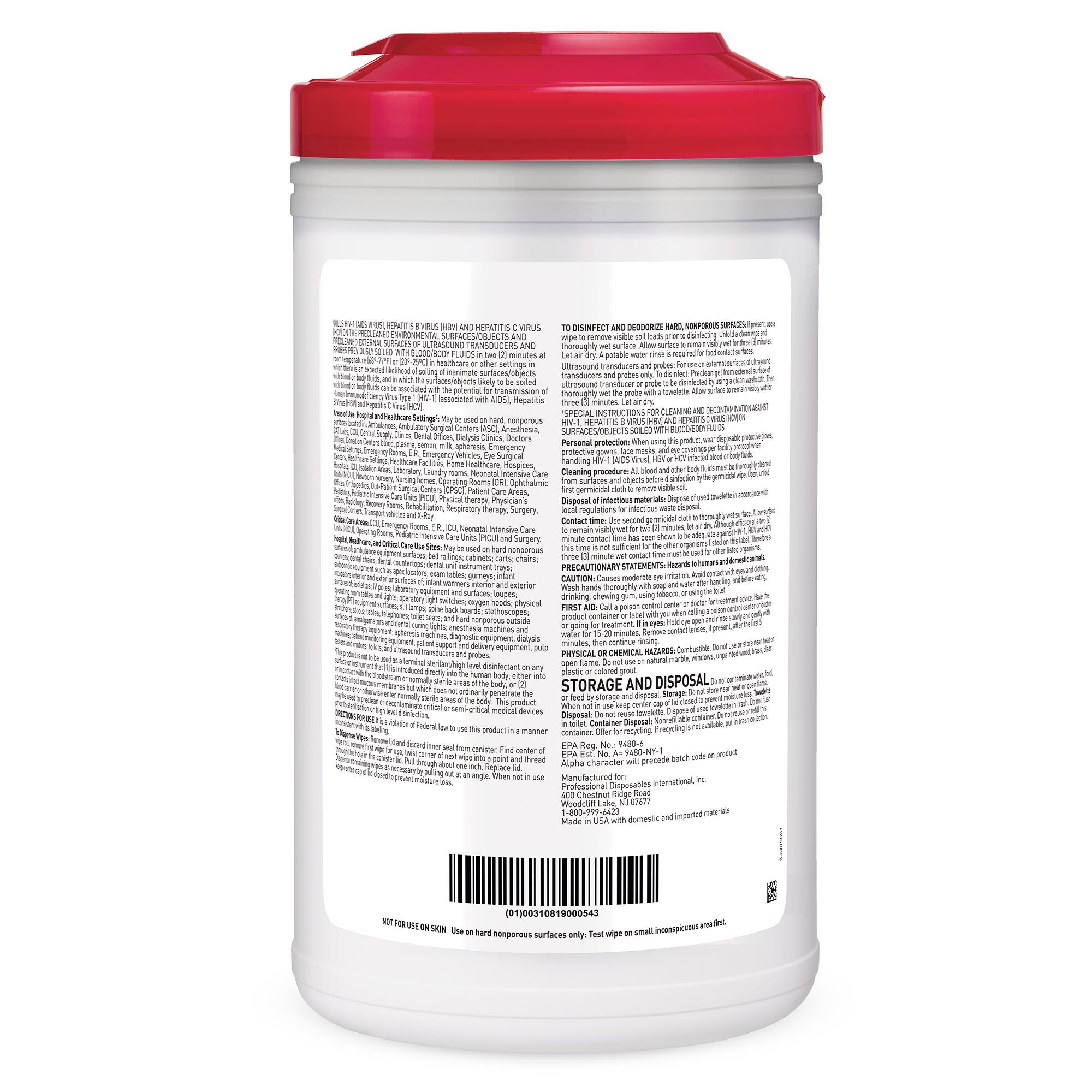 Sani-Cloth Plus Germicidal Wipe Disinfectant Cleaner, 7.5 x 15 Inch - Image 2