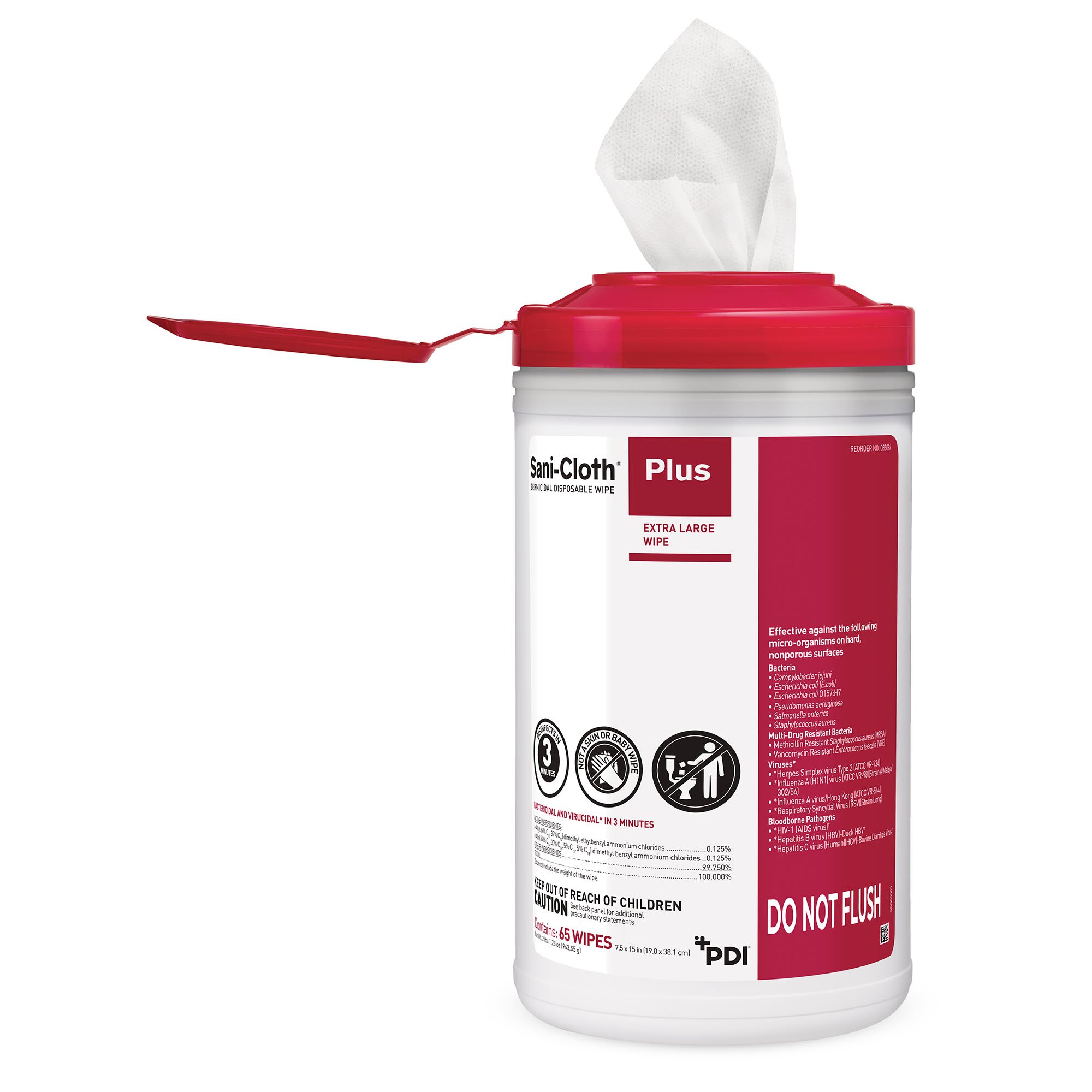 Sani-Cloth Plus Germicidal Wipe Disinfectant Cleaner, 7.5 x 15 Inch - Image 3