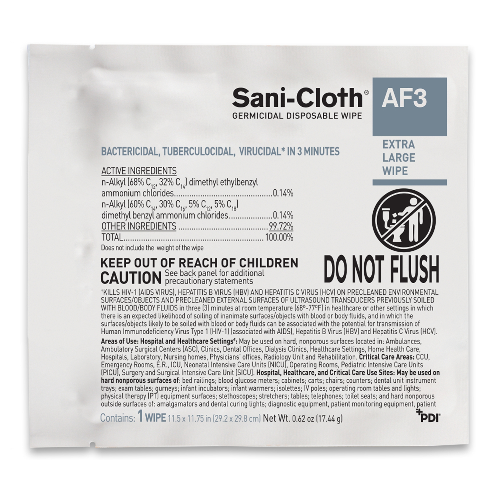 Sani-Cloth® AF3 Germicidal Extra Large Disinfectant Wipes, 11.5 x 11.75 Inch - Image 3