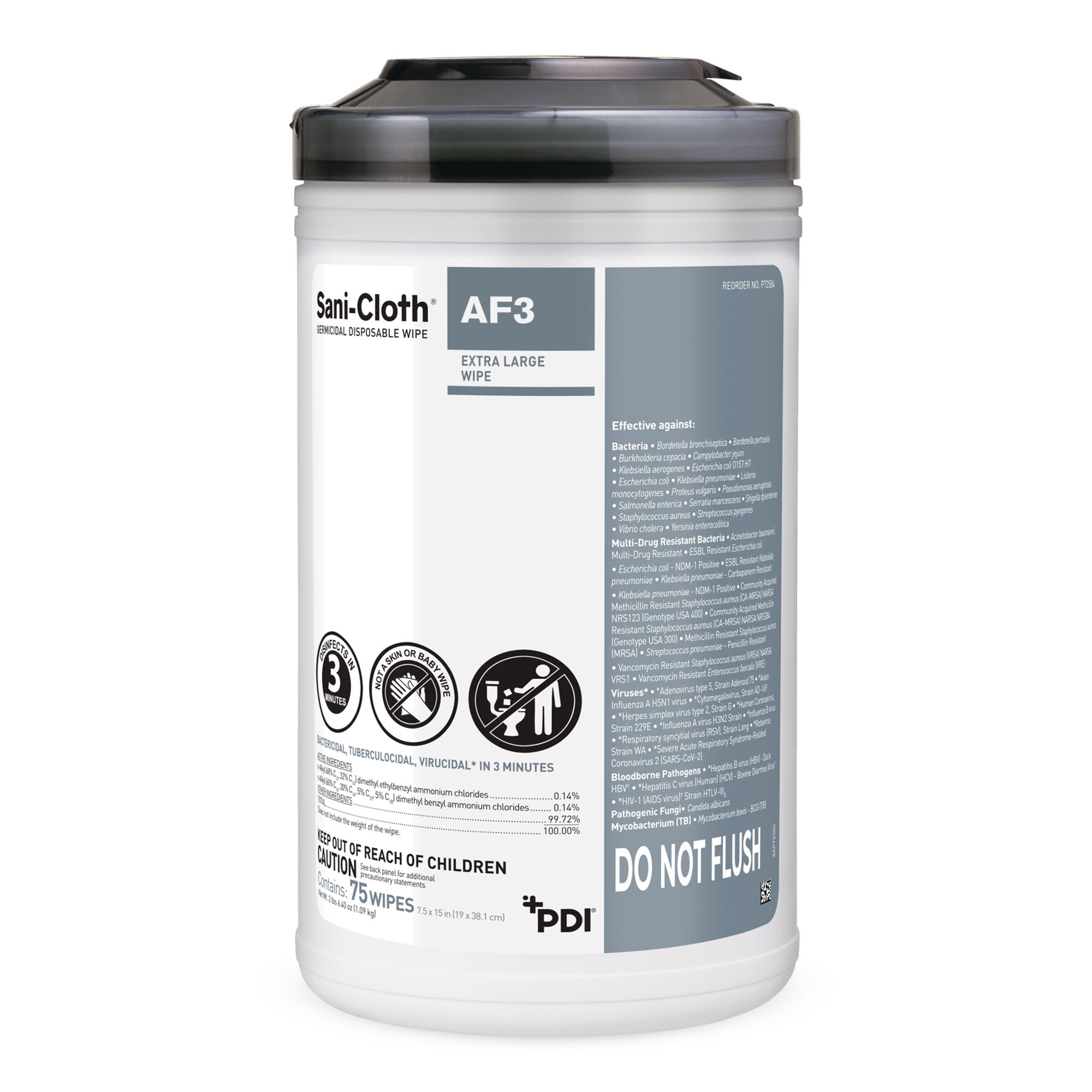 Sani-Cloth® AF3 Germicidal Extra Large Disinfectant Wipes, Canister, 75 ct.