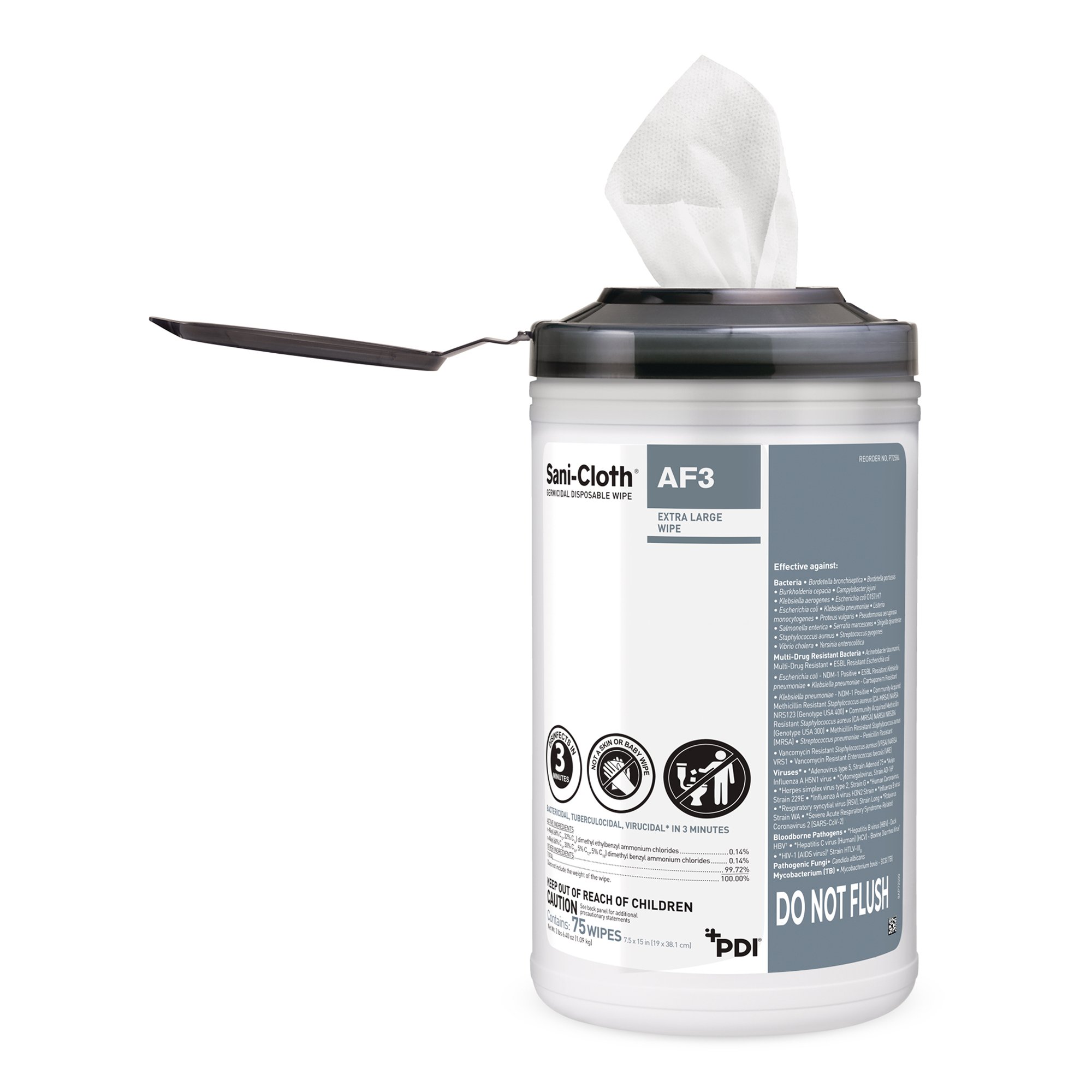 Sani-Cloth® AF3 Germicidal Extra Large Disinfectant Wipes, Canister, 75 ct. - Image 4